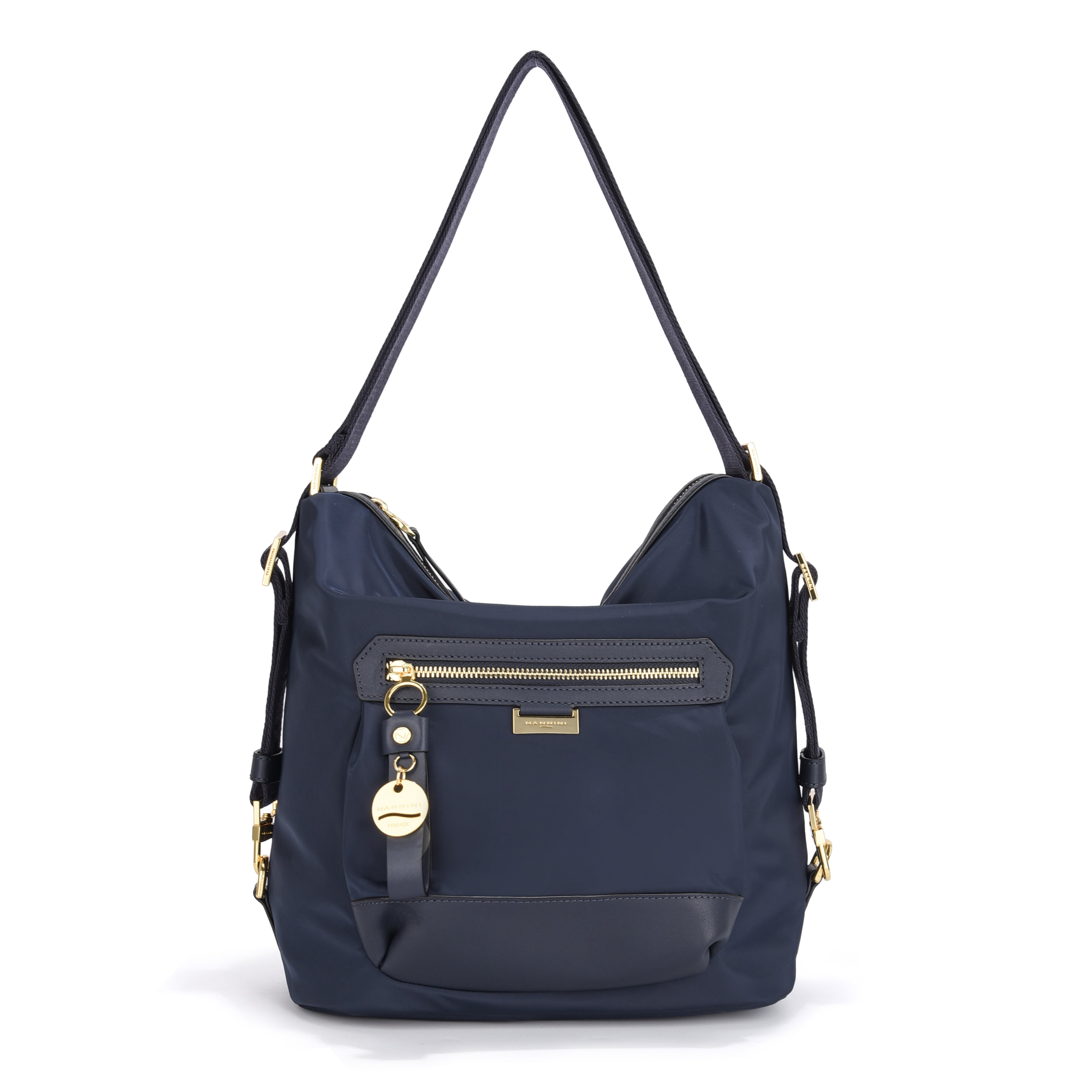 NANNINI borsa spalla martellata blu scuro donna