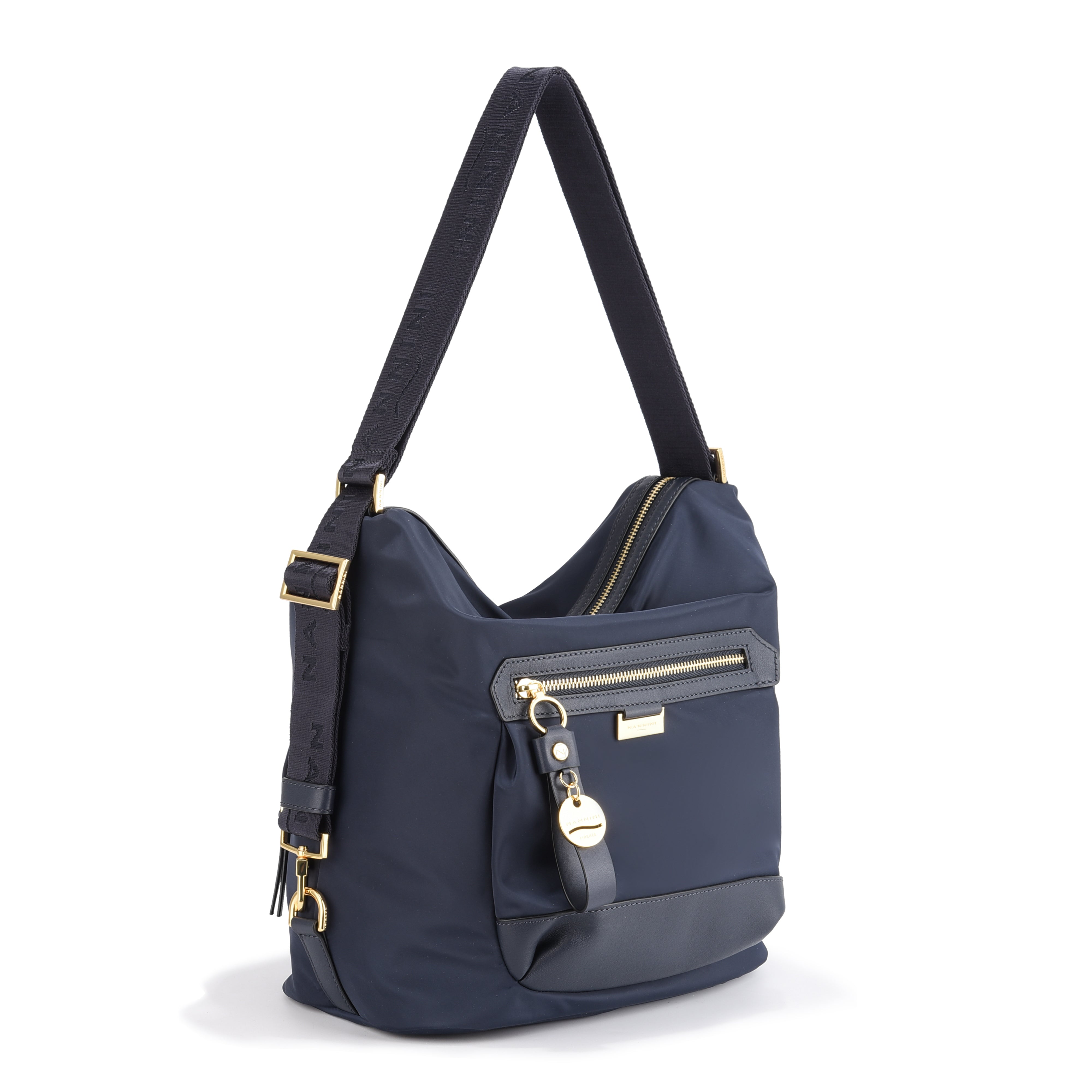 NANNINI zaino pelle martellata blu donna spalline regolabili