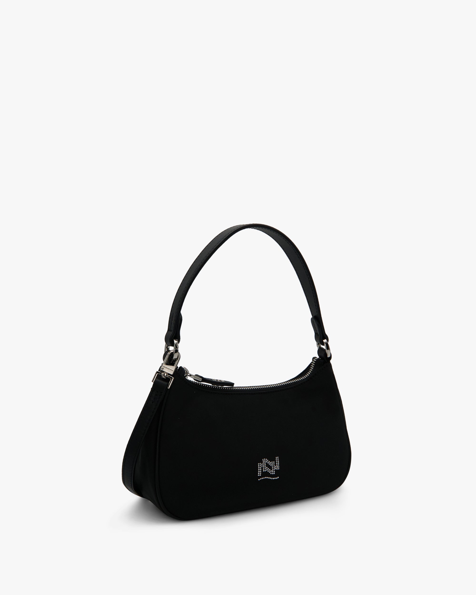 NANNINI Borsa a Spalla Donna Tessuto Nero Elegante Raffinata Chic
