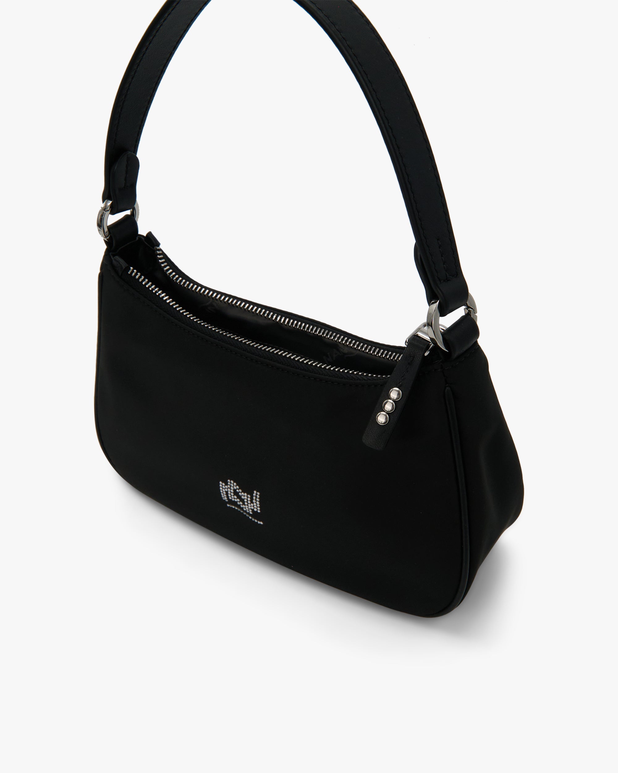 NANNINI borsa secchiello pelle nera con borchie oro