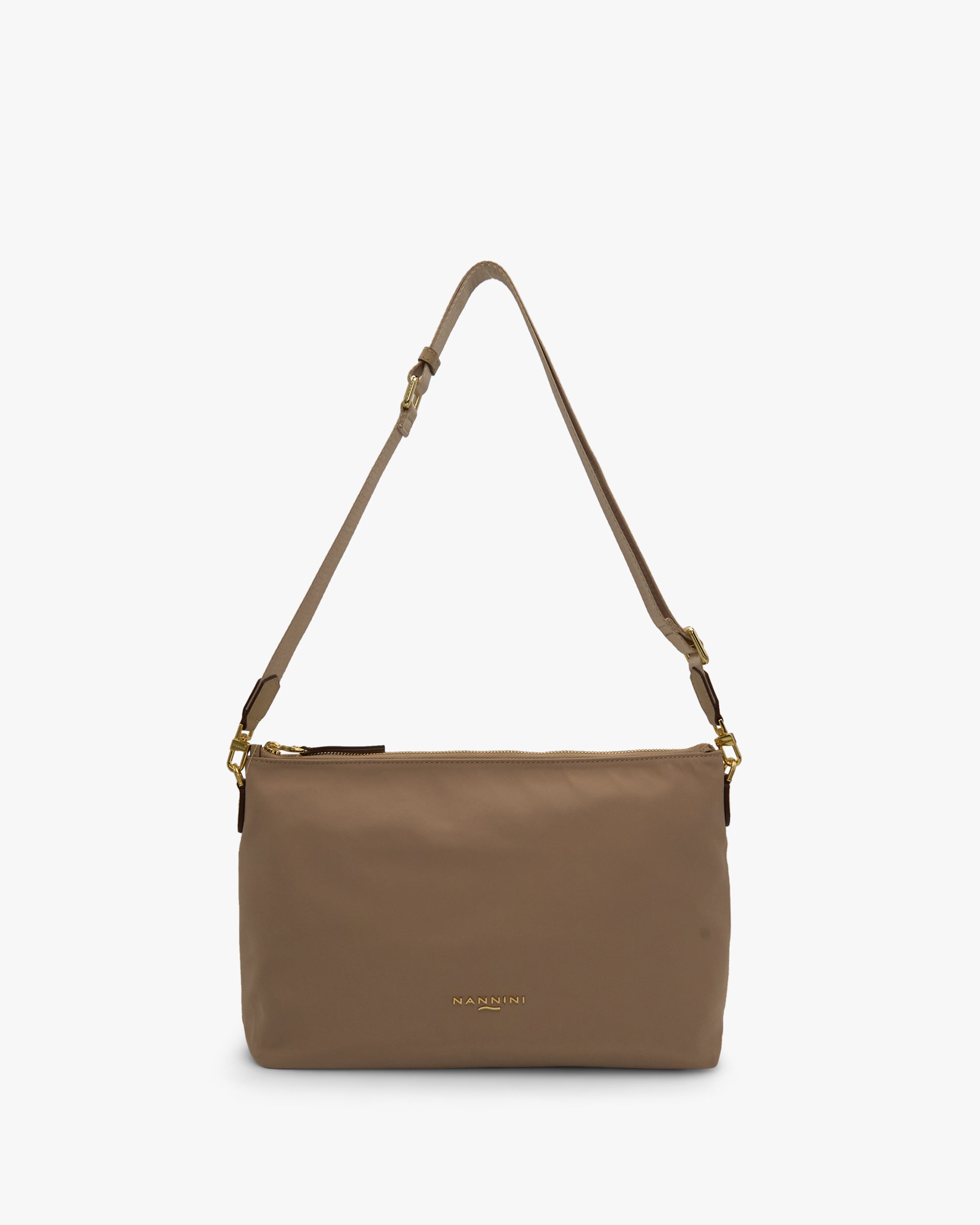 NANNINI borsa spalla donna beige pelle intrecciata effetto rafia