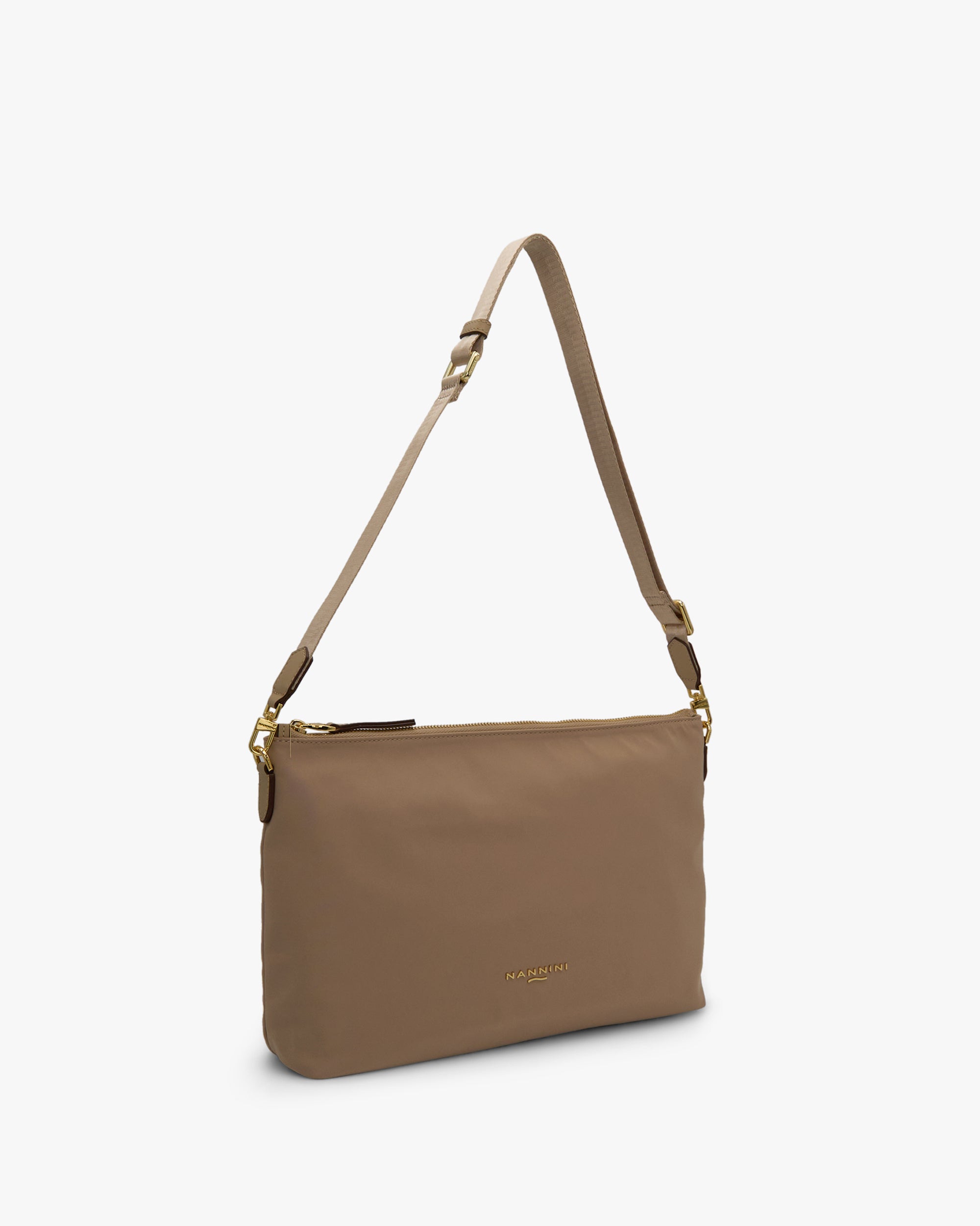 NANNINI Shopper Ecopelle Liscia Morbida Beige Manici Tracolla