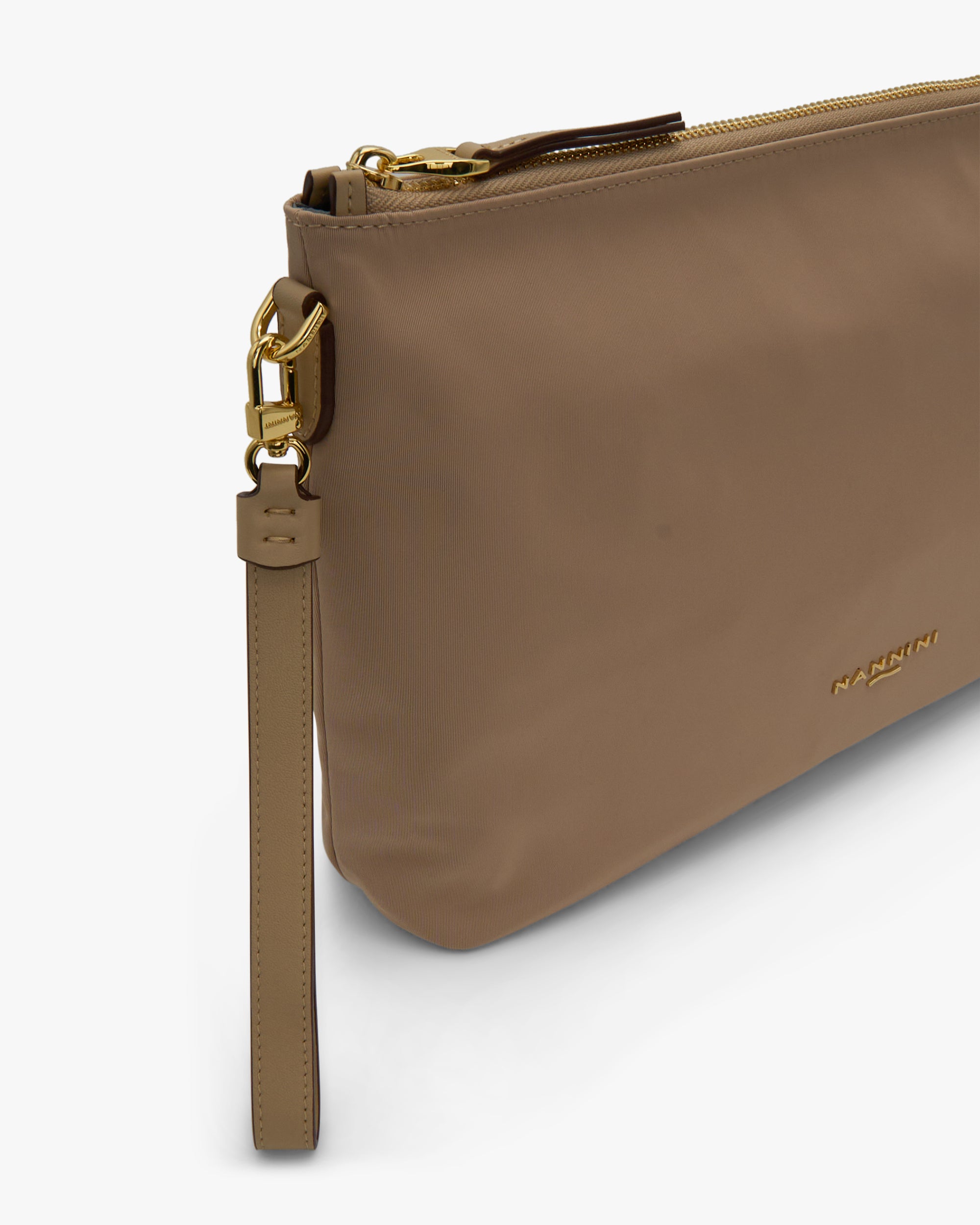 NANNINI tracolla piccola pelle martellata beige taupe donna