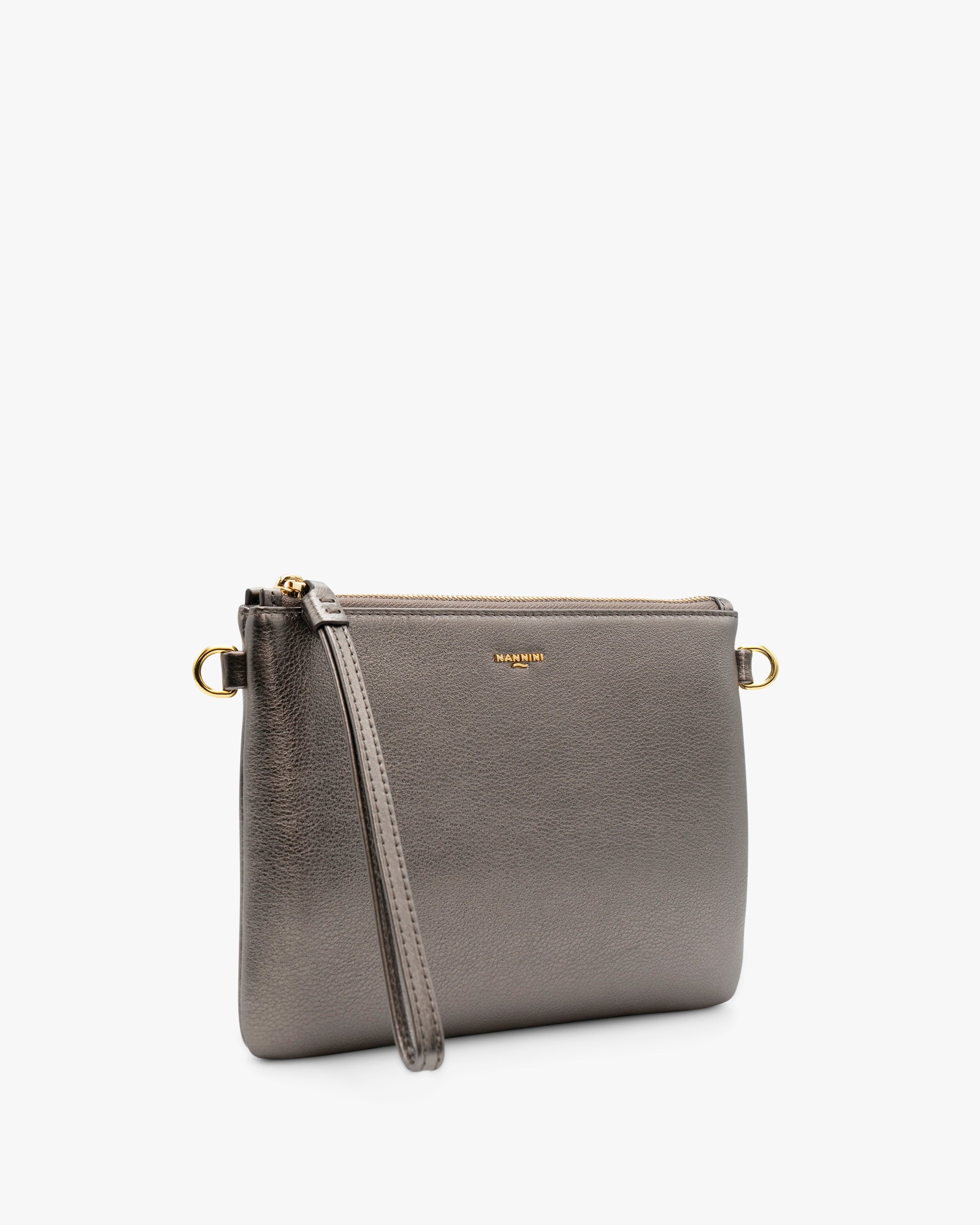 NANNINI borsa pelle stampata logo cuoio doppi manici