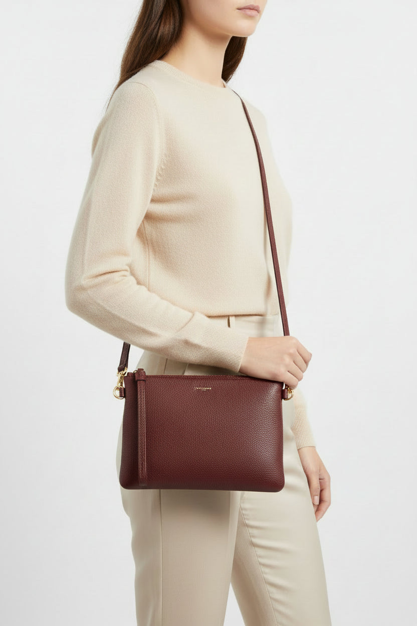 NANNINI borsa hobo mezza luna pelle liscia cuoio