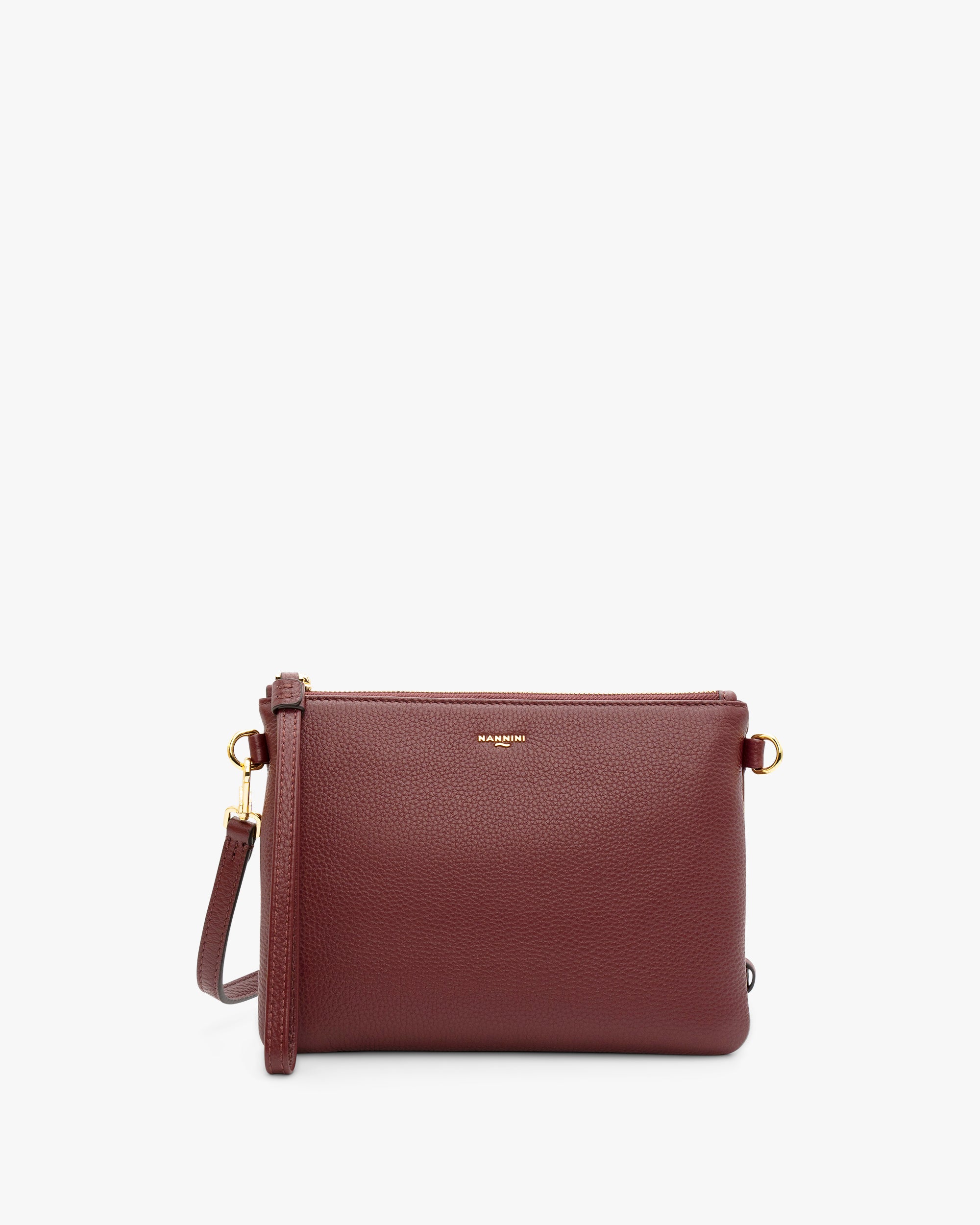 NANNINI borsa bauletto media tracolla pelle martellata beige