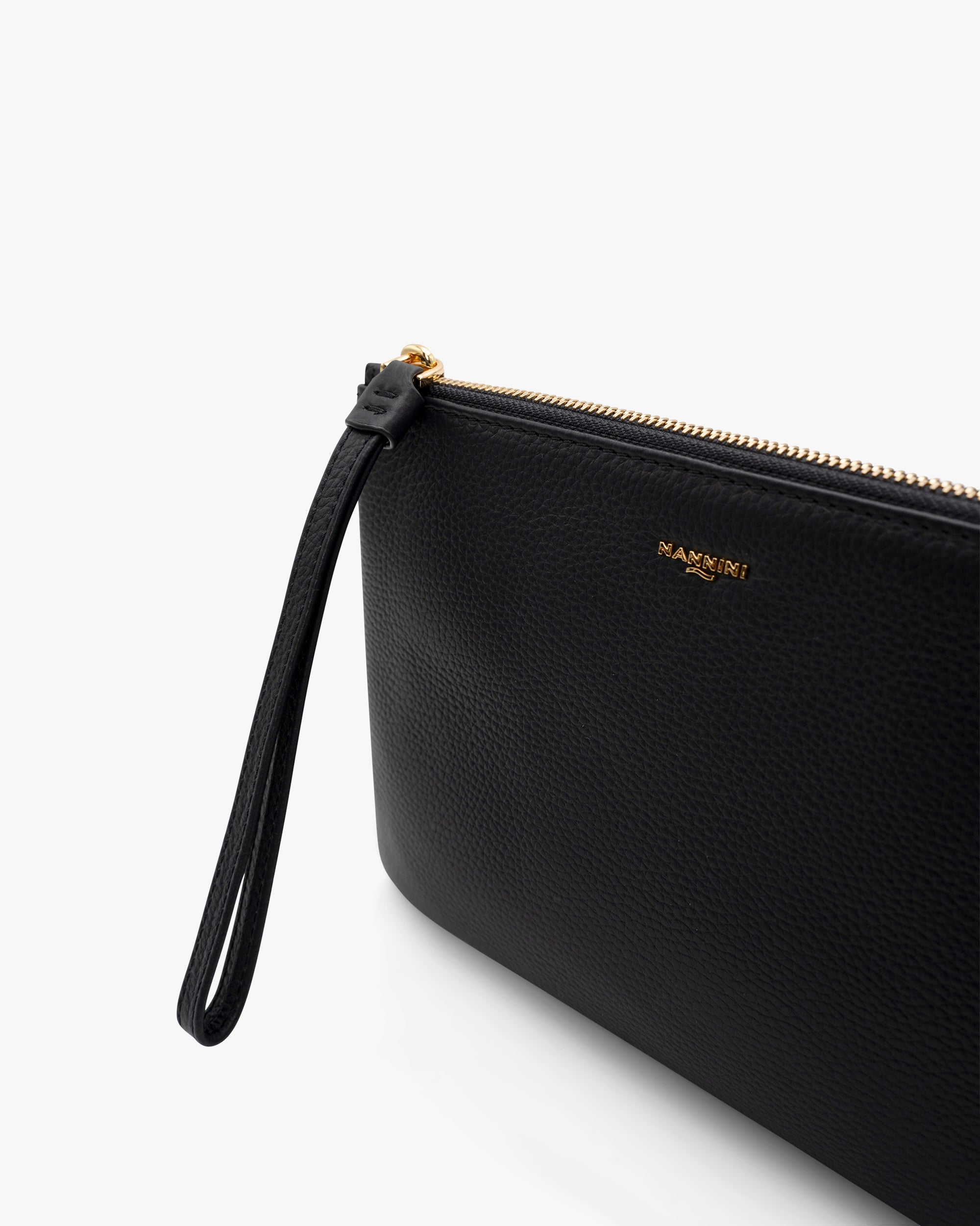 NANNINI borsa shopper grande donna pelle martellata nera