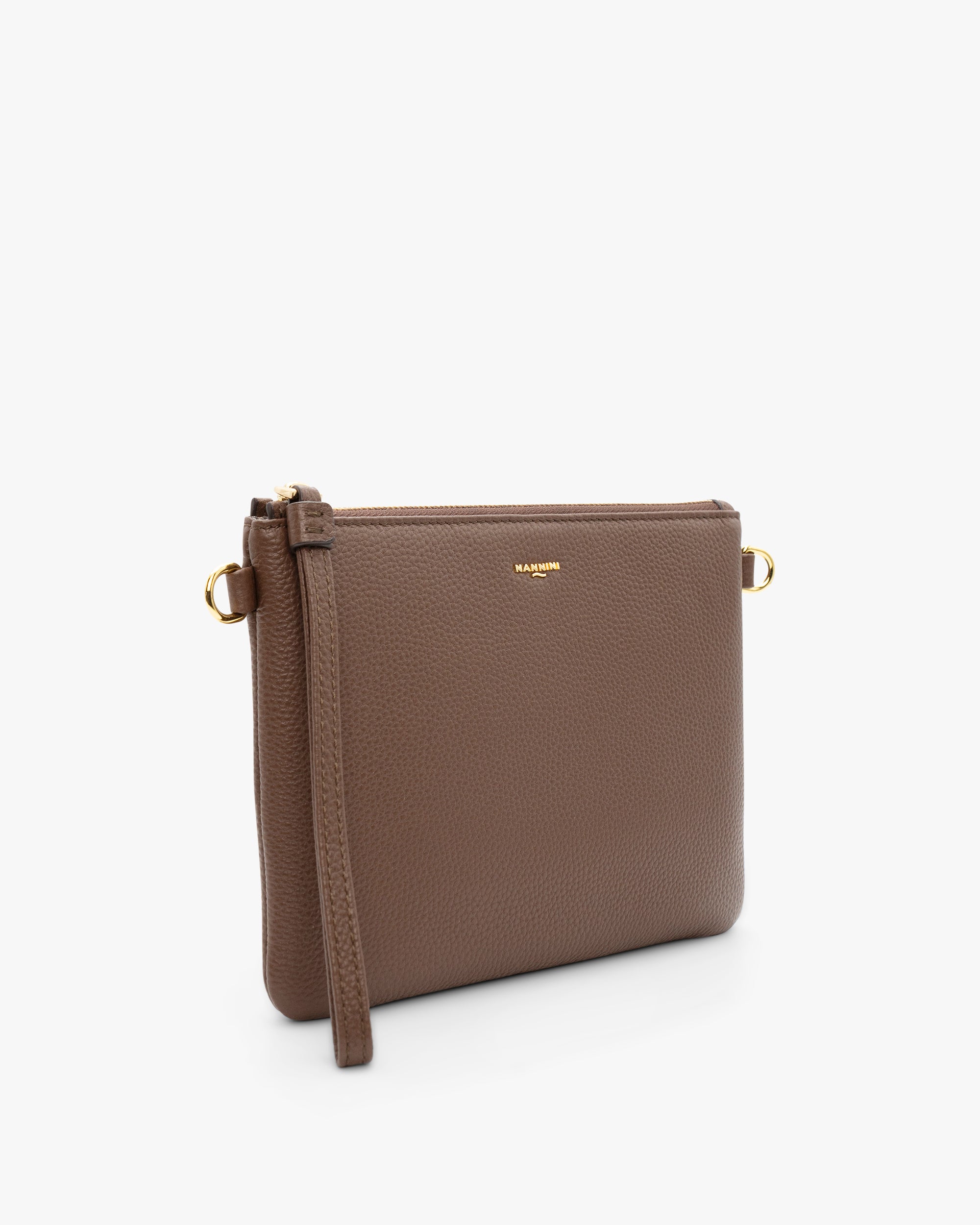 NANNINI borsa hobo pelle martellata cuoio spalla anelli