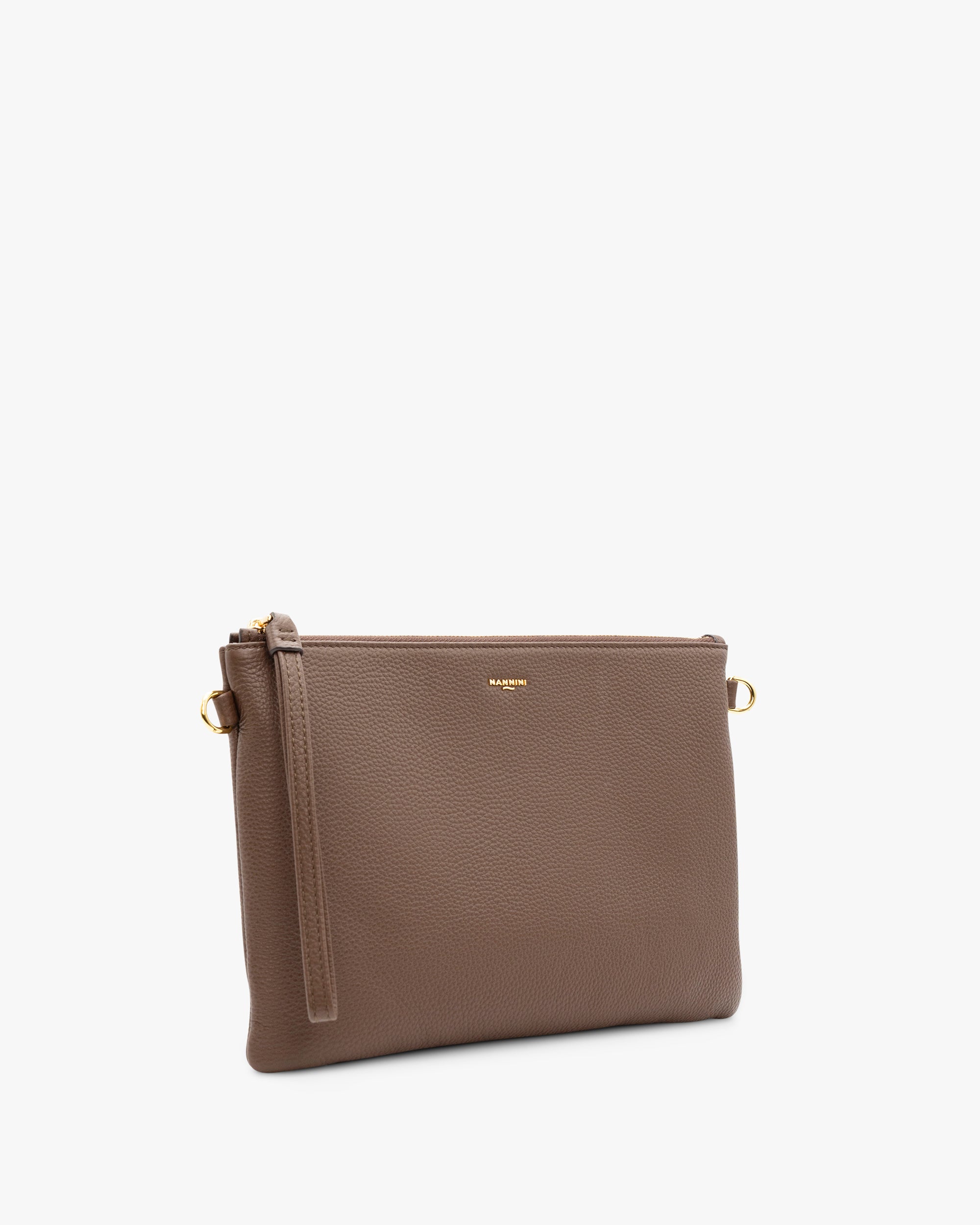NANNINI borsa bauletto doppio manico pelle martellata beige