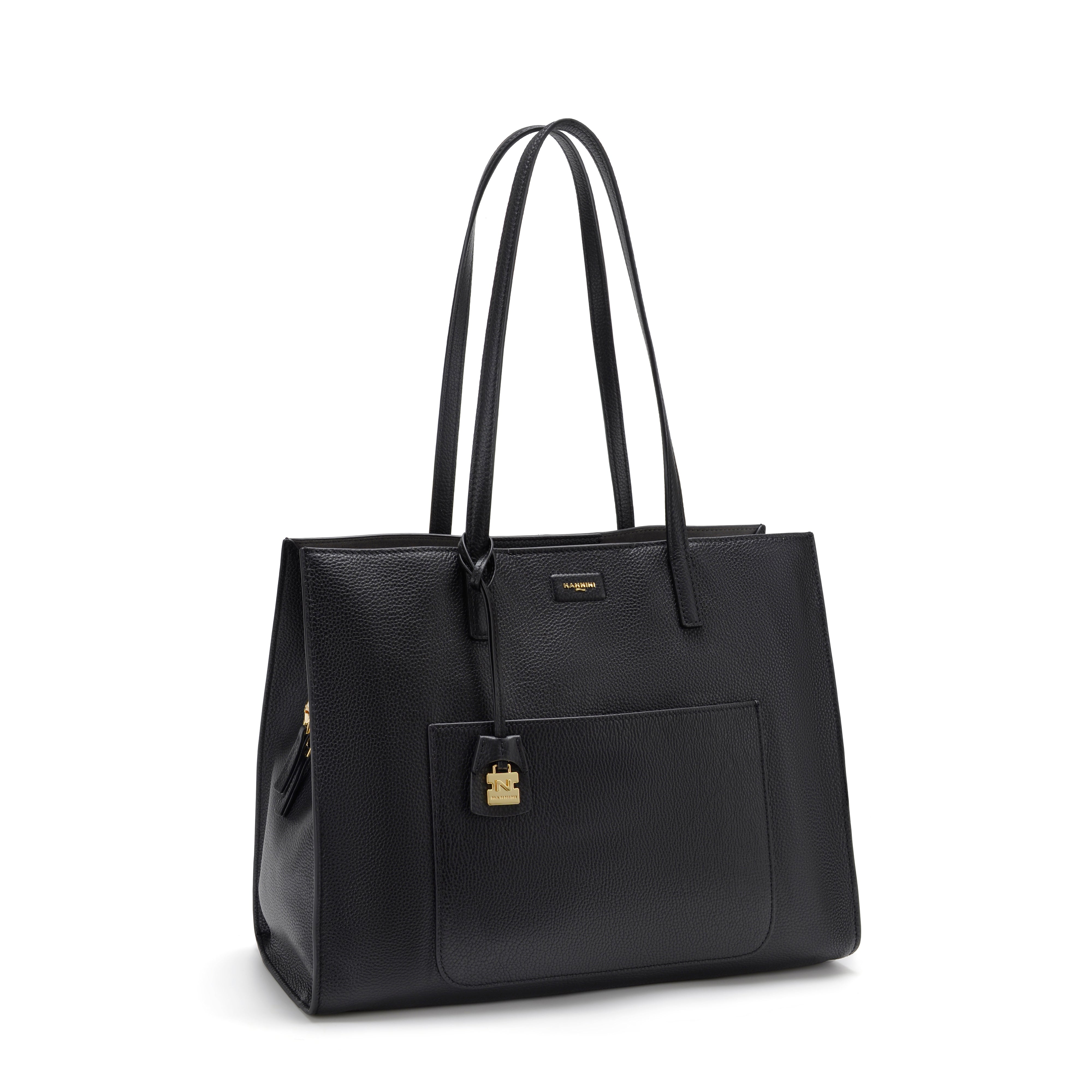 NANNINI borsa spalla donna nera pelle martellata con logo