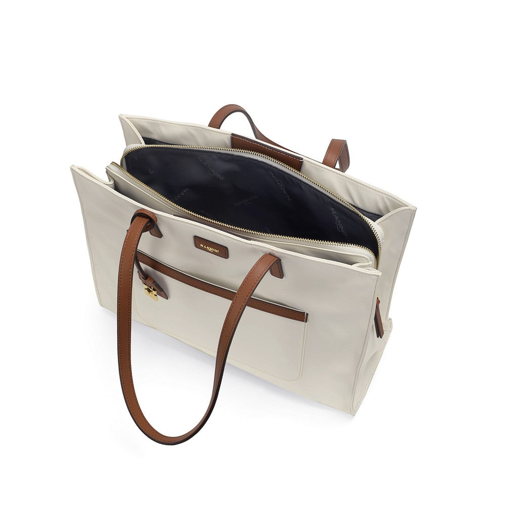 NANNINI borsa spalla pelle martellata nera logo frontale