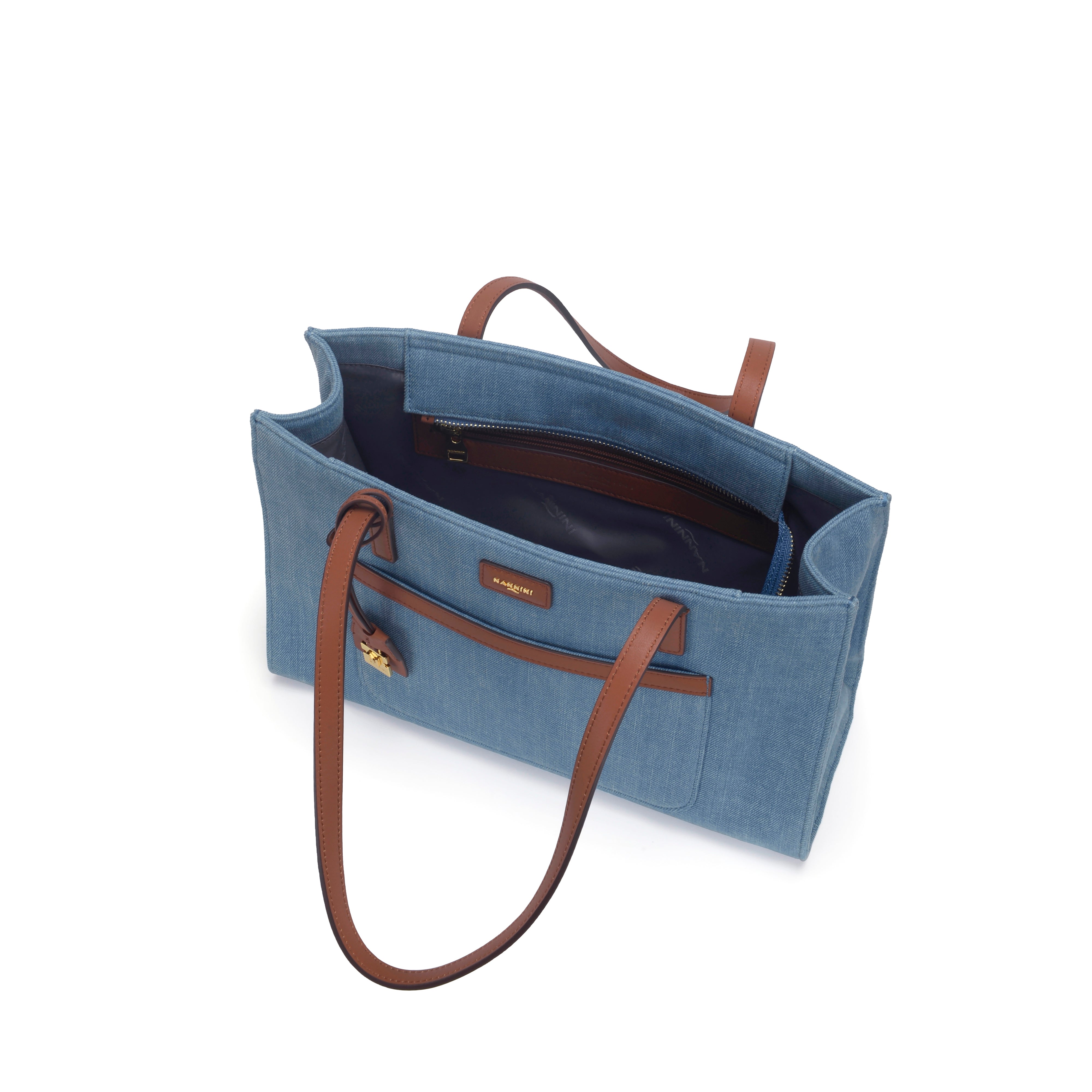 NANNINI borsa secchiello pelle cuoio martellata manico tracolla