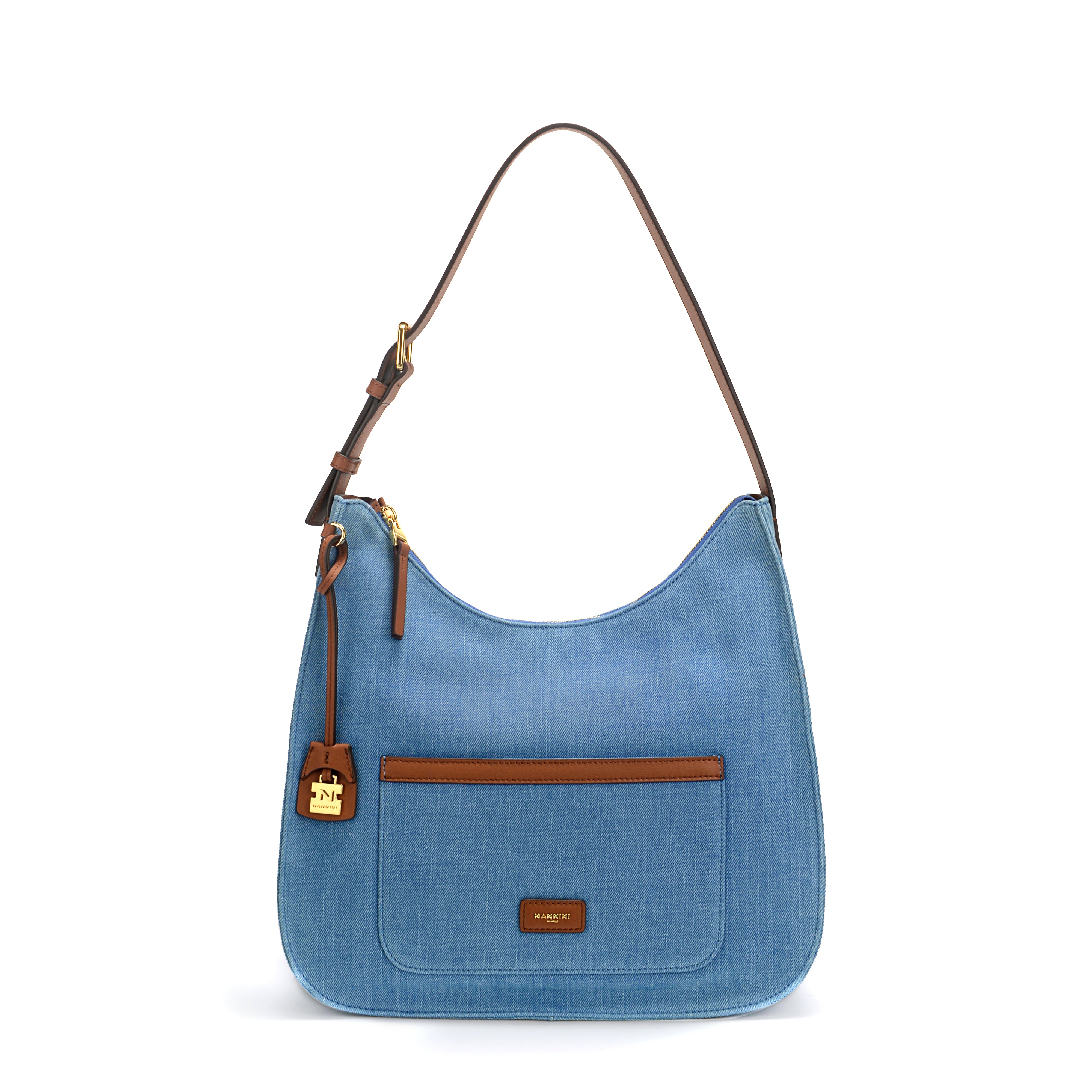 NANNINI jeans cuoio tasca patta fibbia frontale borsa