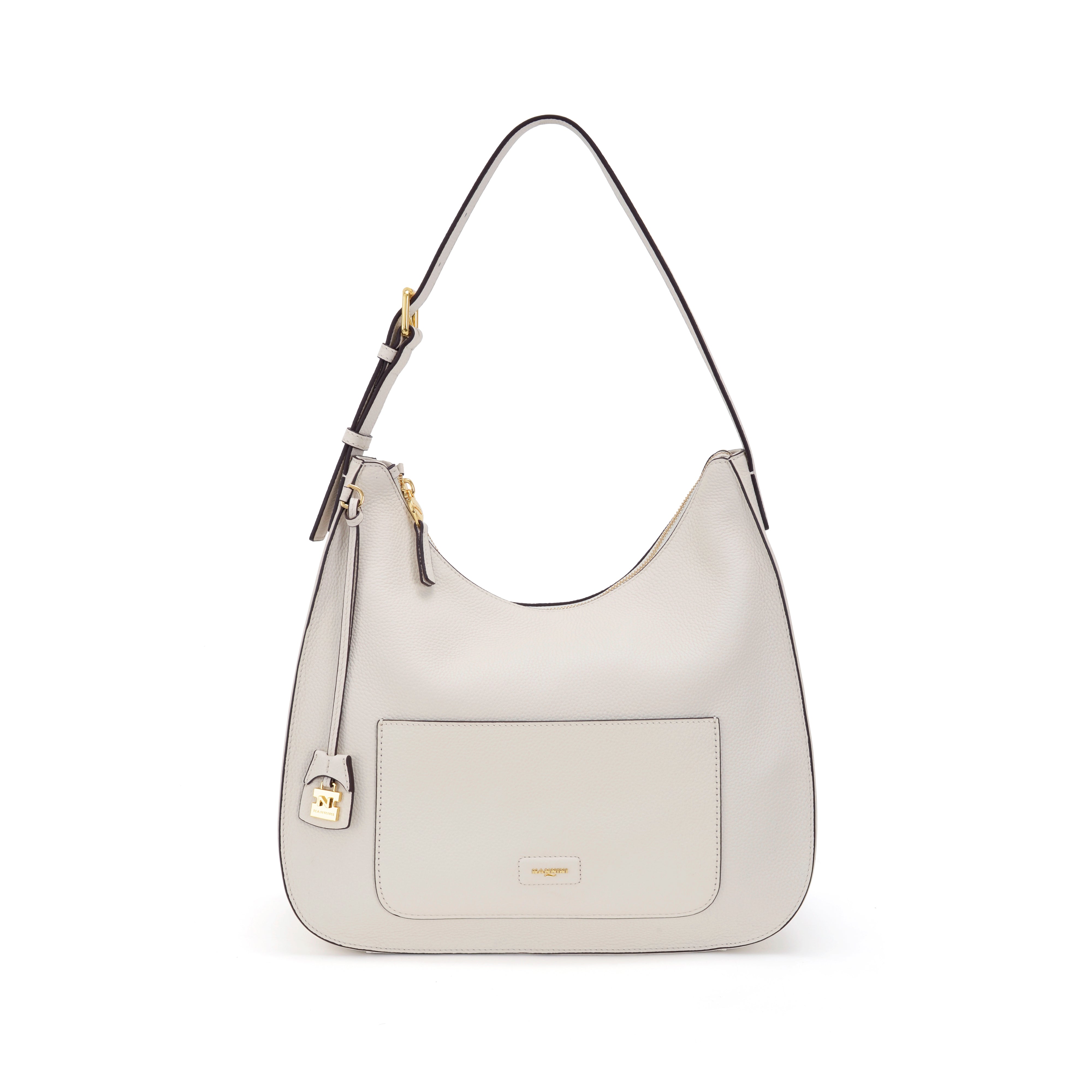 NANNINI borsa spalla donna pelle liscia trapuntata bianca catena