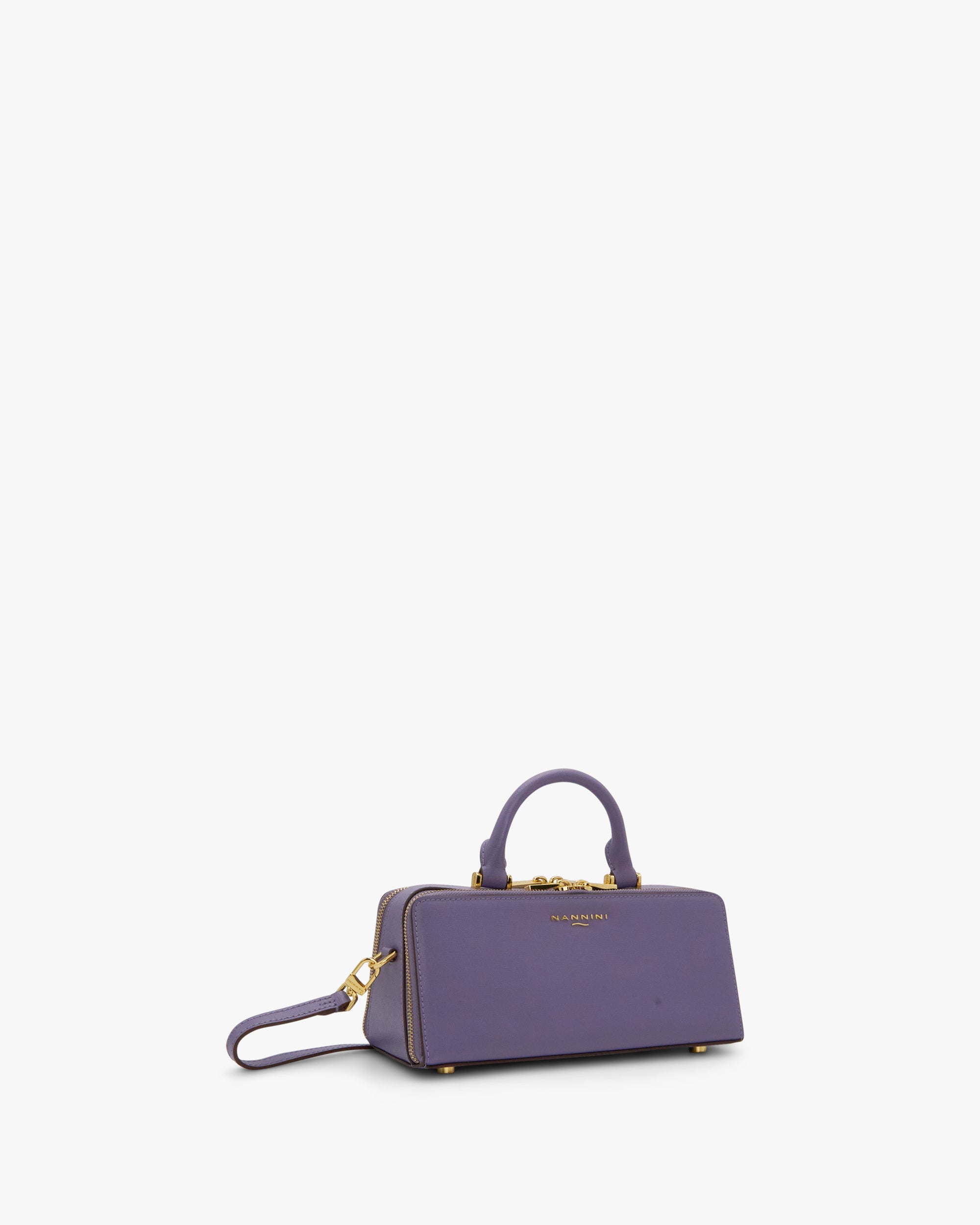 NANNINI Bauletto Pelle Martellata Marrone Chiusura Zip Spalla