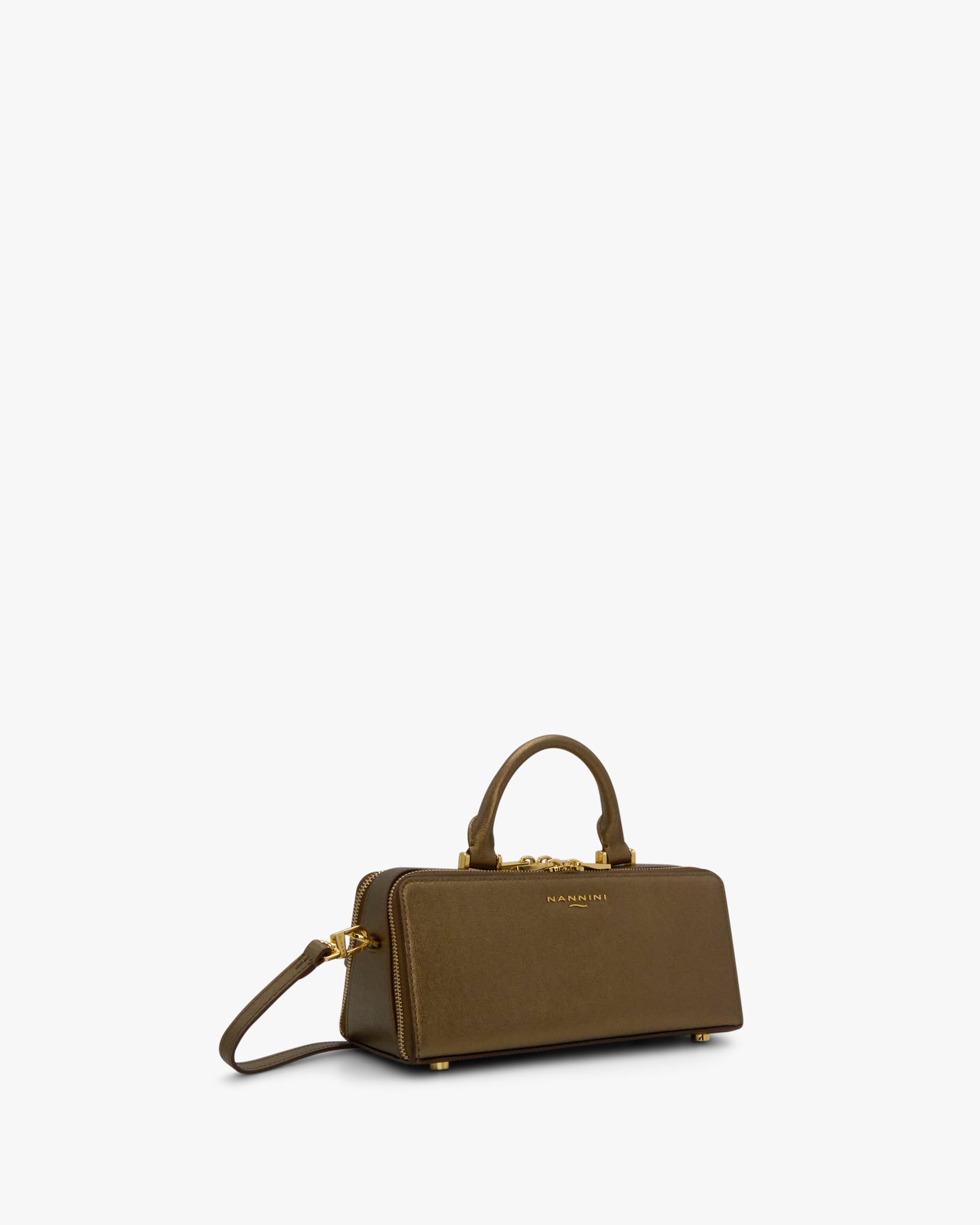 NANNINI Borsa Shopper Ecopelle Effetto Cocco Beige Chiusura Zip