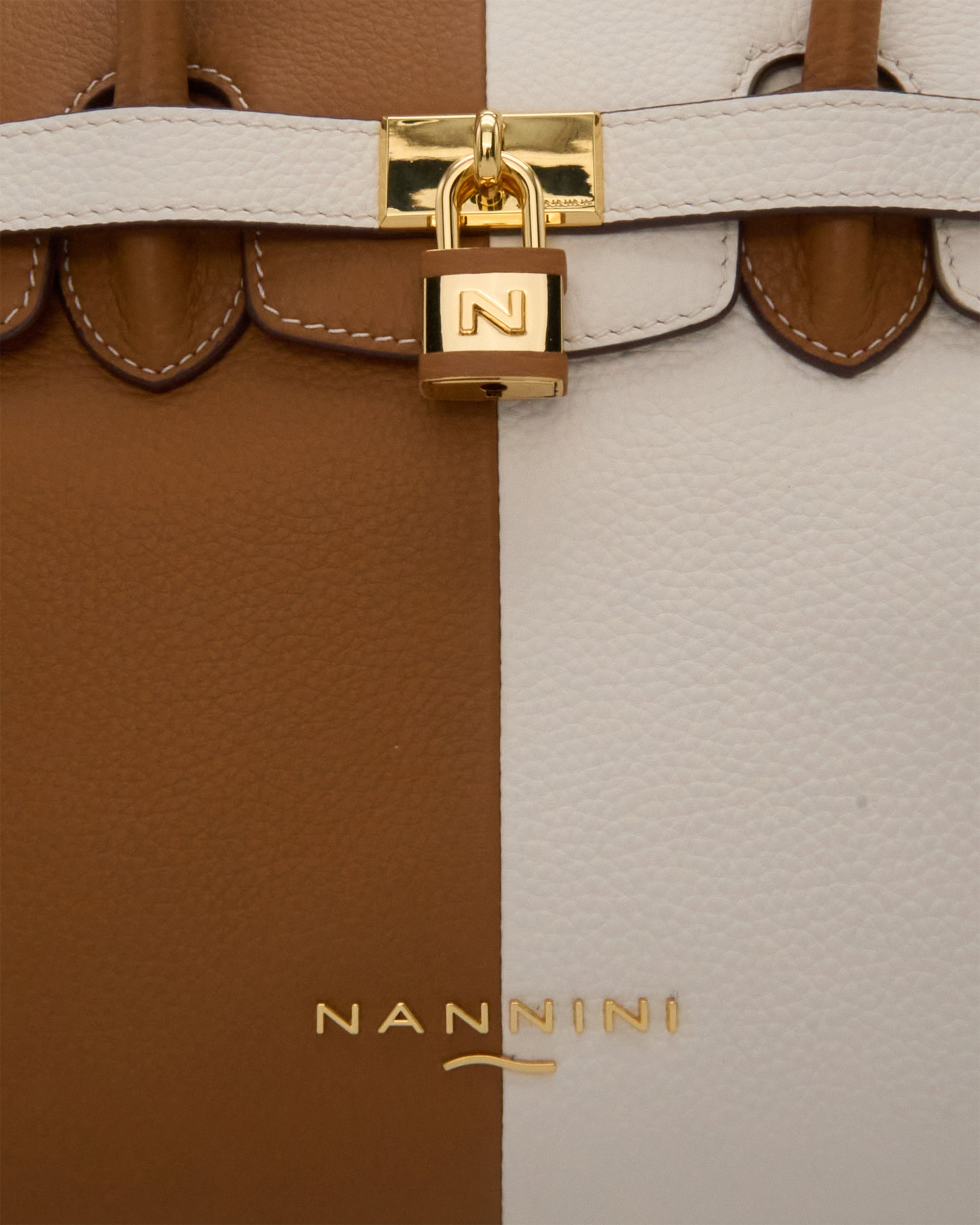 NANNINI borsa spalla donna pelle stampa lucertola bianca avorio