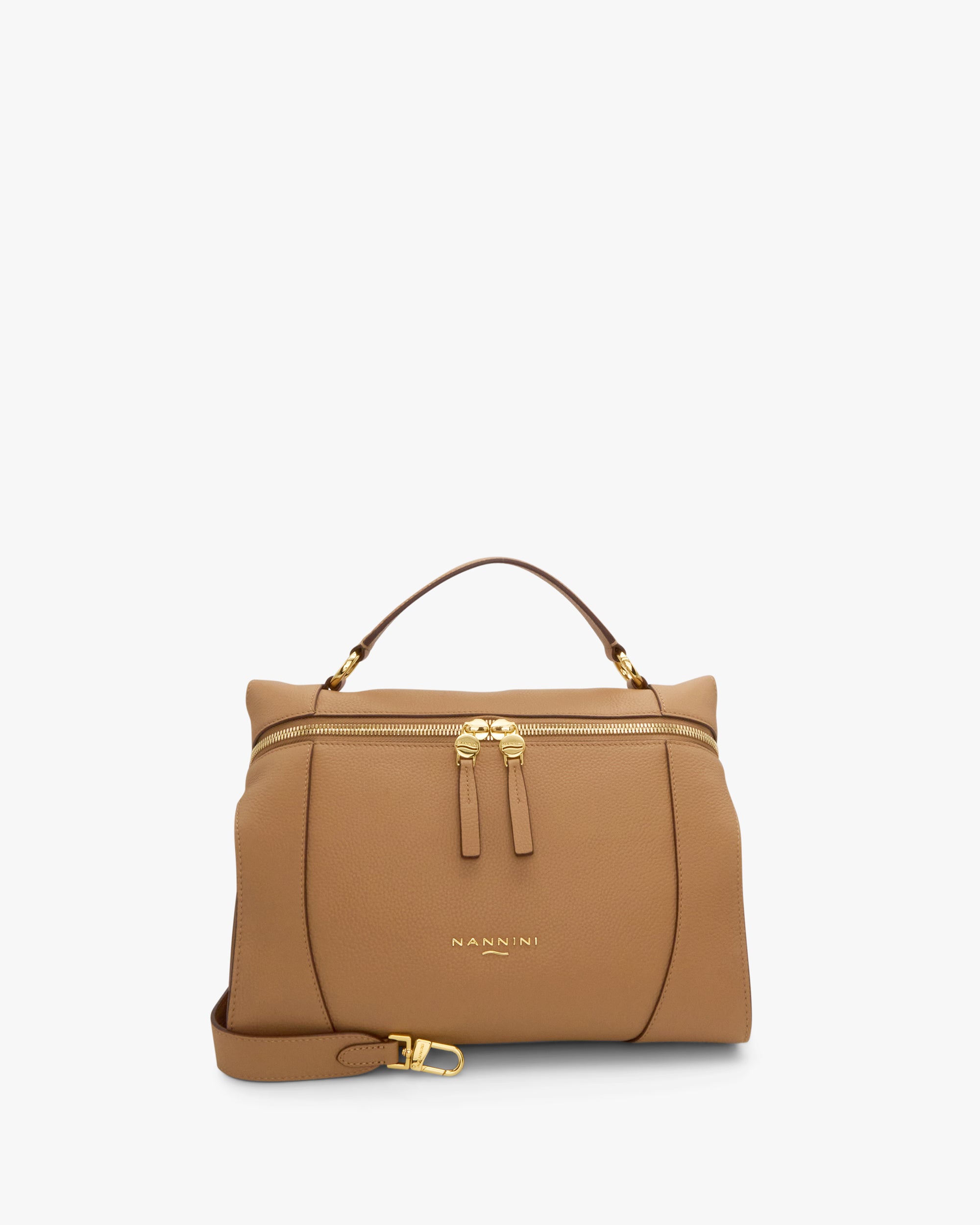 NANNINI borsa spalla donna pelle nero martellata media