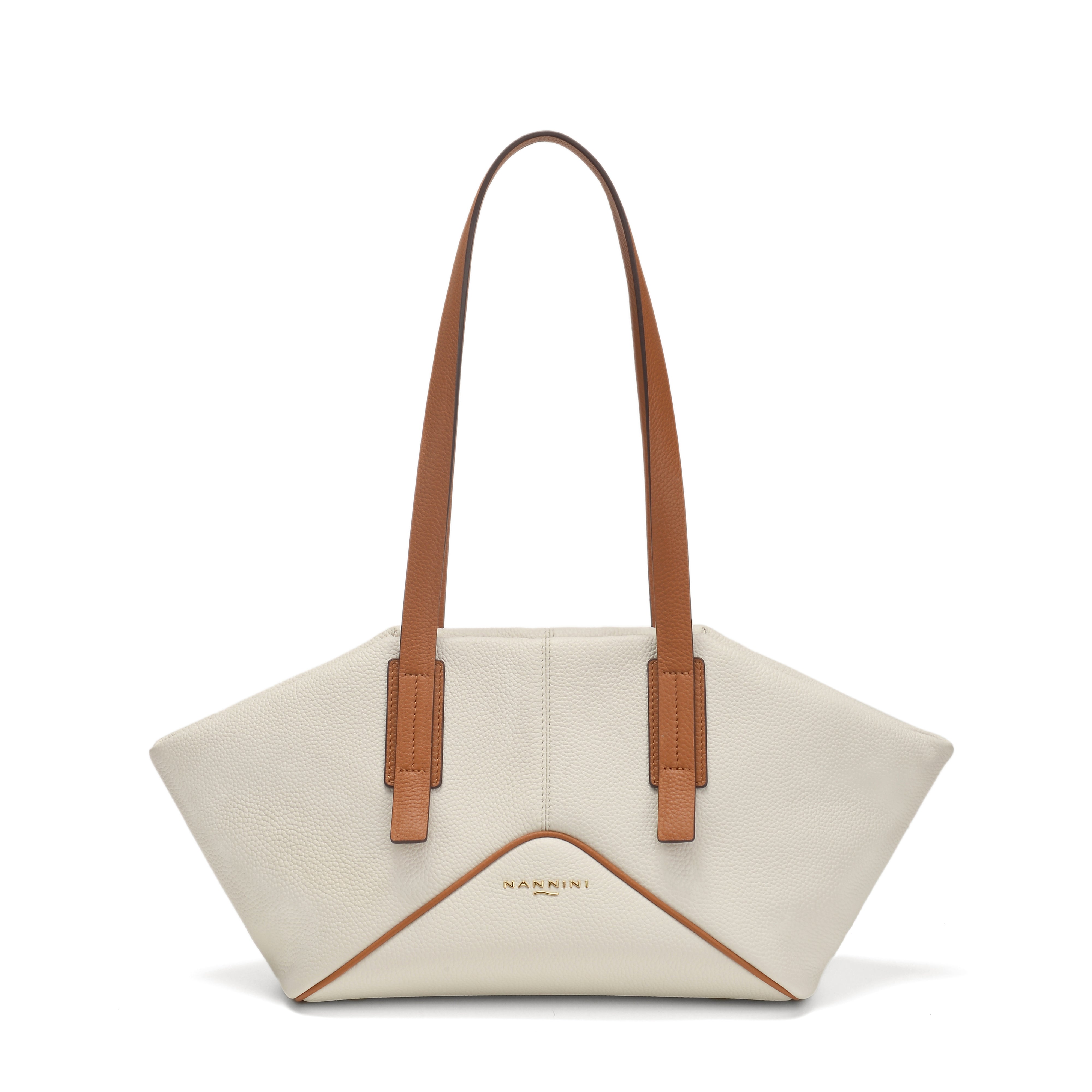 NANNINI borsa spalla donna pelle liscia cuoio cognac