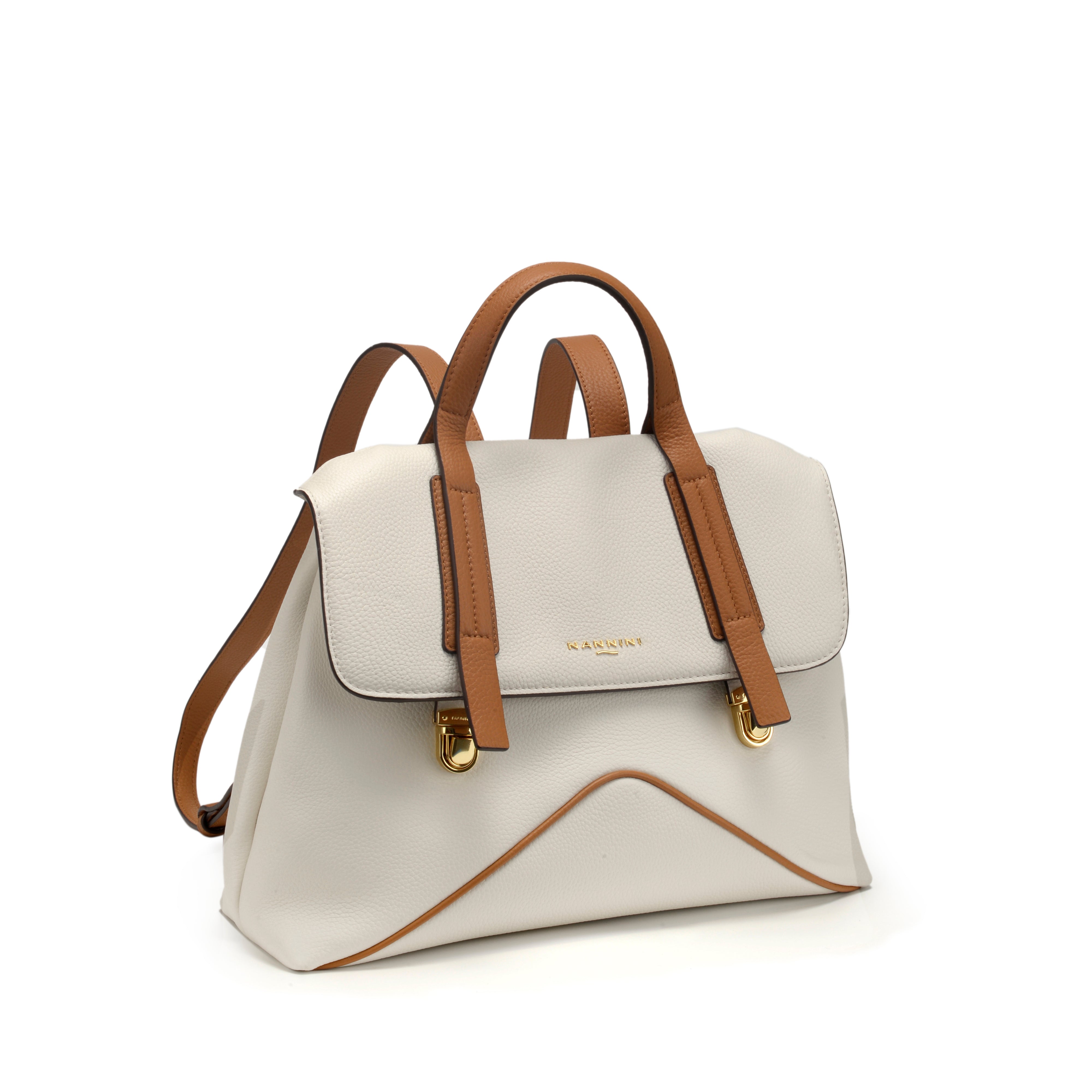 NANNINI borsa spalla donna pelle liscia cognac medio