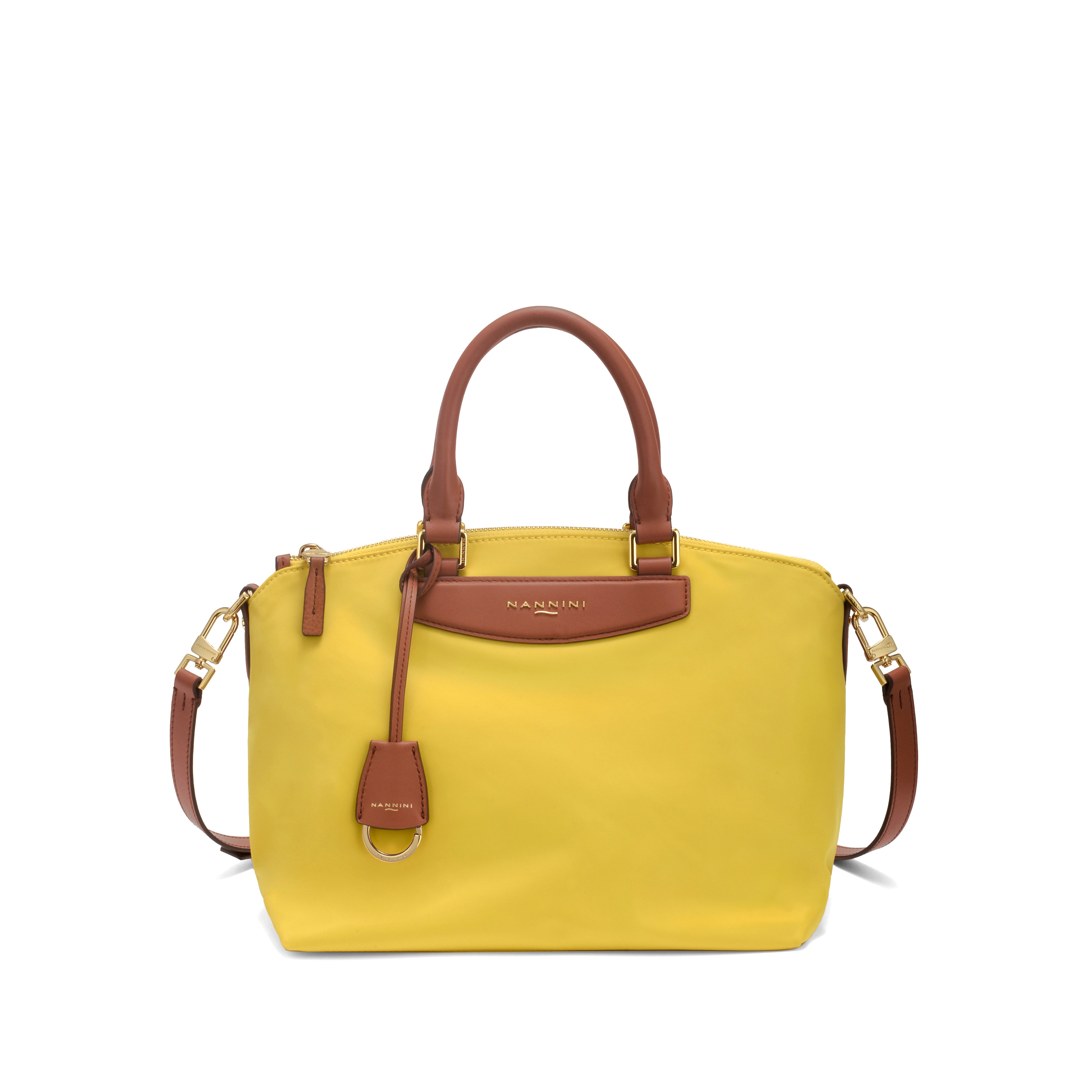 NANNINI borsa spalla donna pelle gialla martellata media