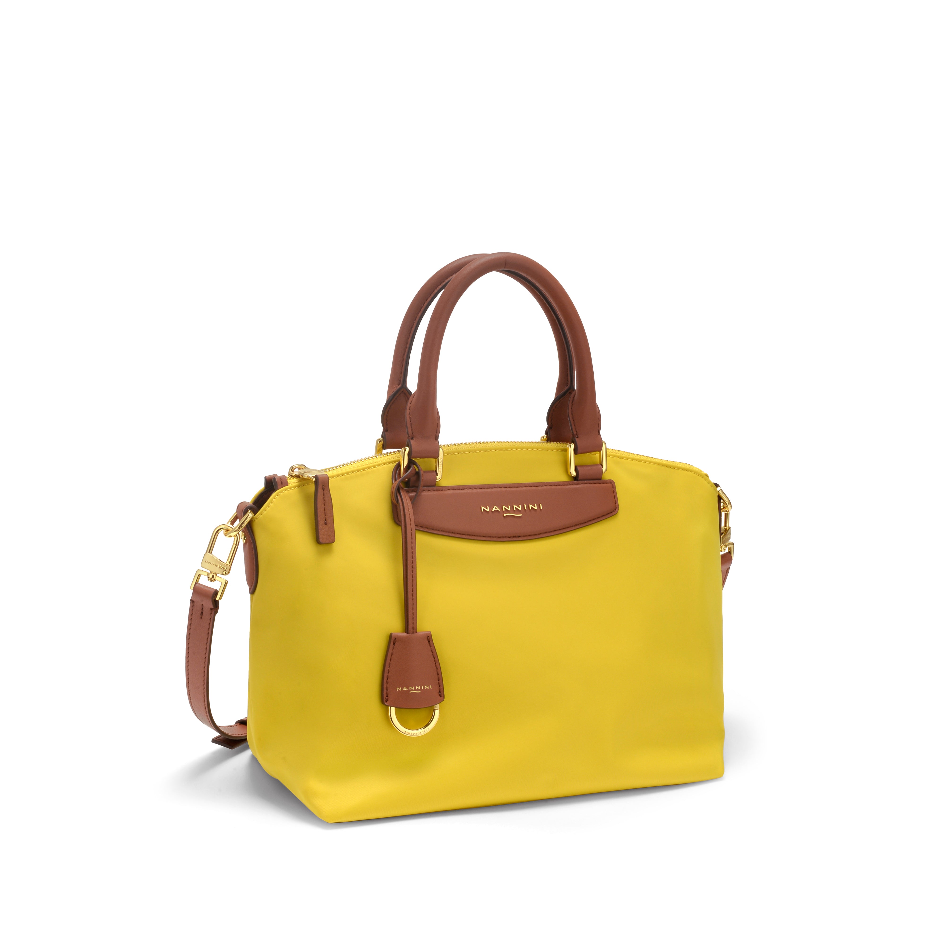 NANNINI borsa spalla donna pelle martellata gialla chiara piccola