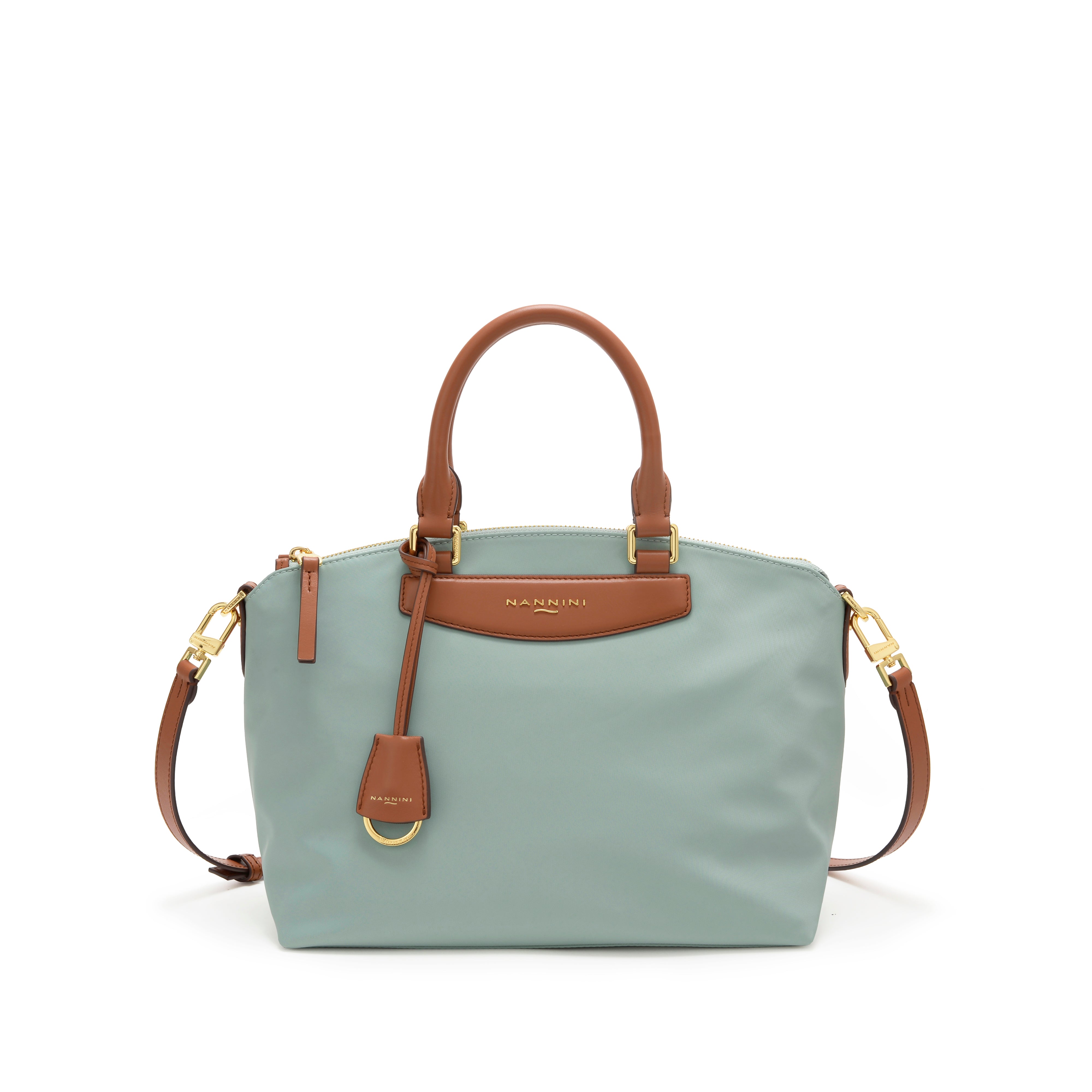 NANNINI Borsa a mano pelle verde effetto coccodrillo