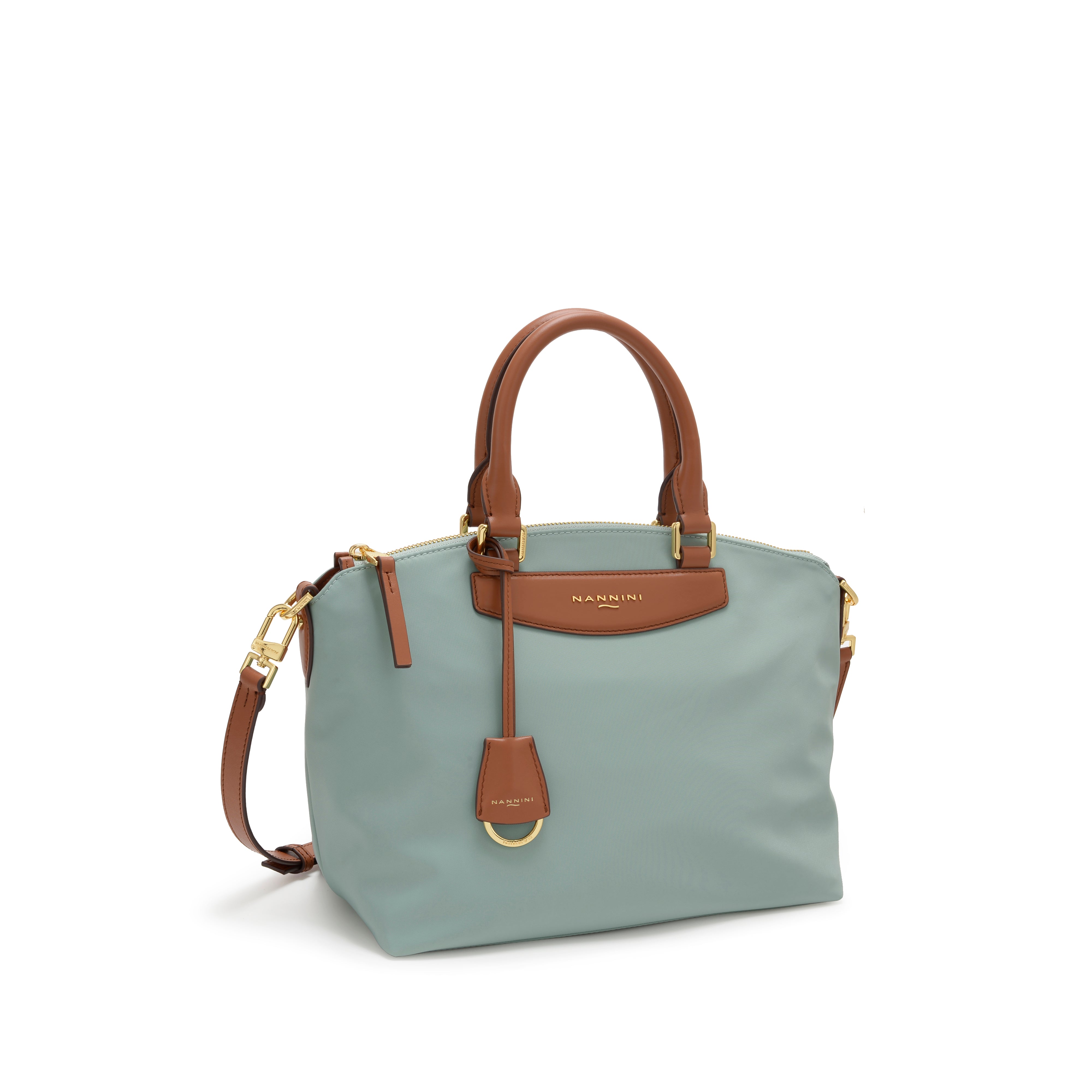 NANNINI Borsa Shopper Ecopelle Liscia Verde Salvia Grande