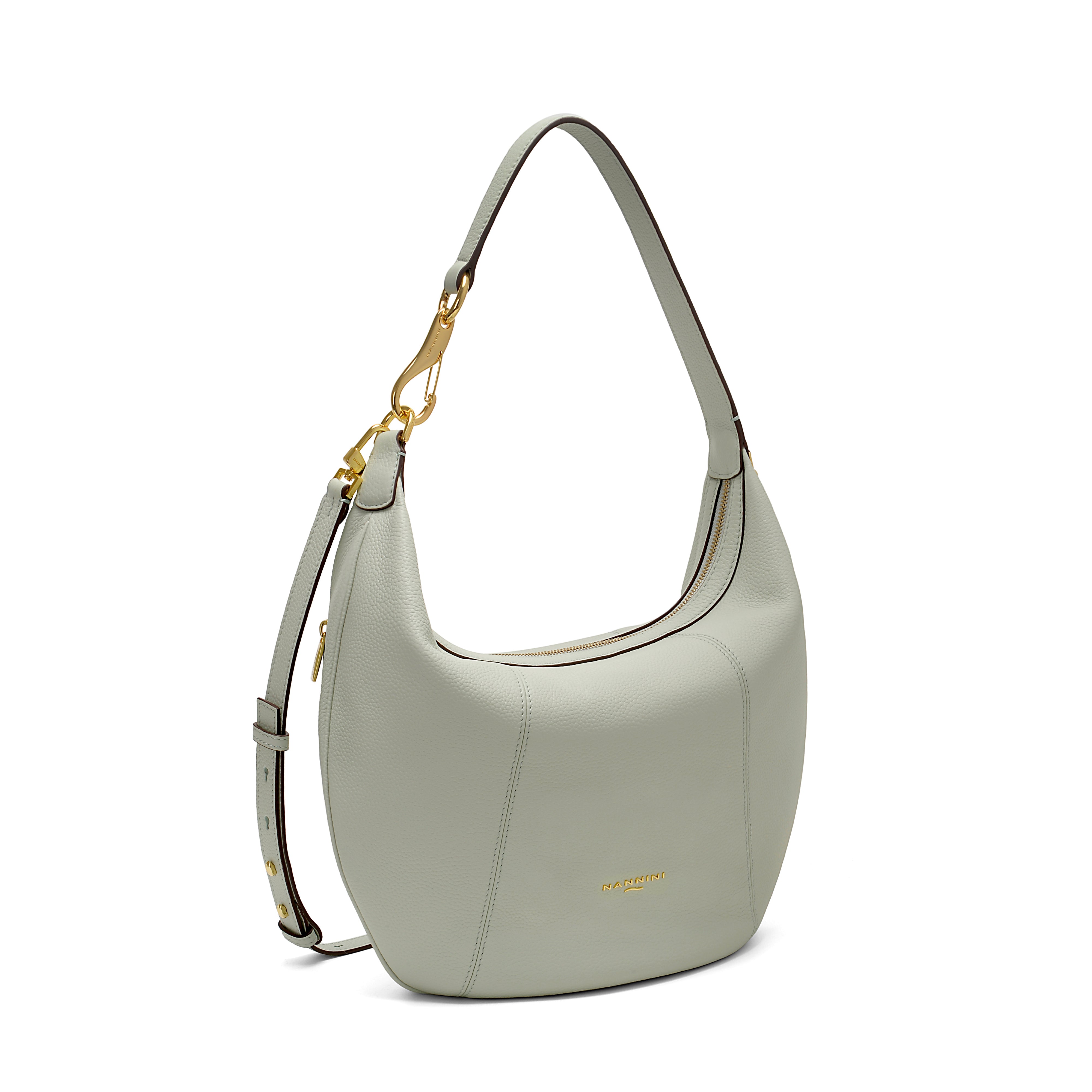 NANNINI borsa secchiello pelle martellata salvia manico tracolla
