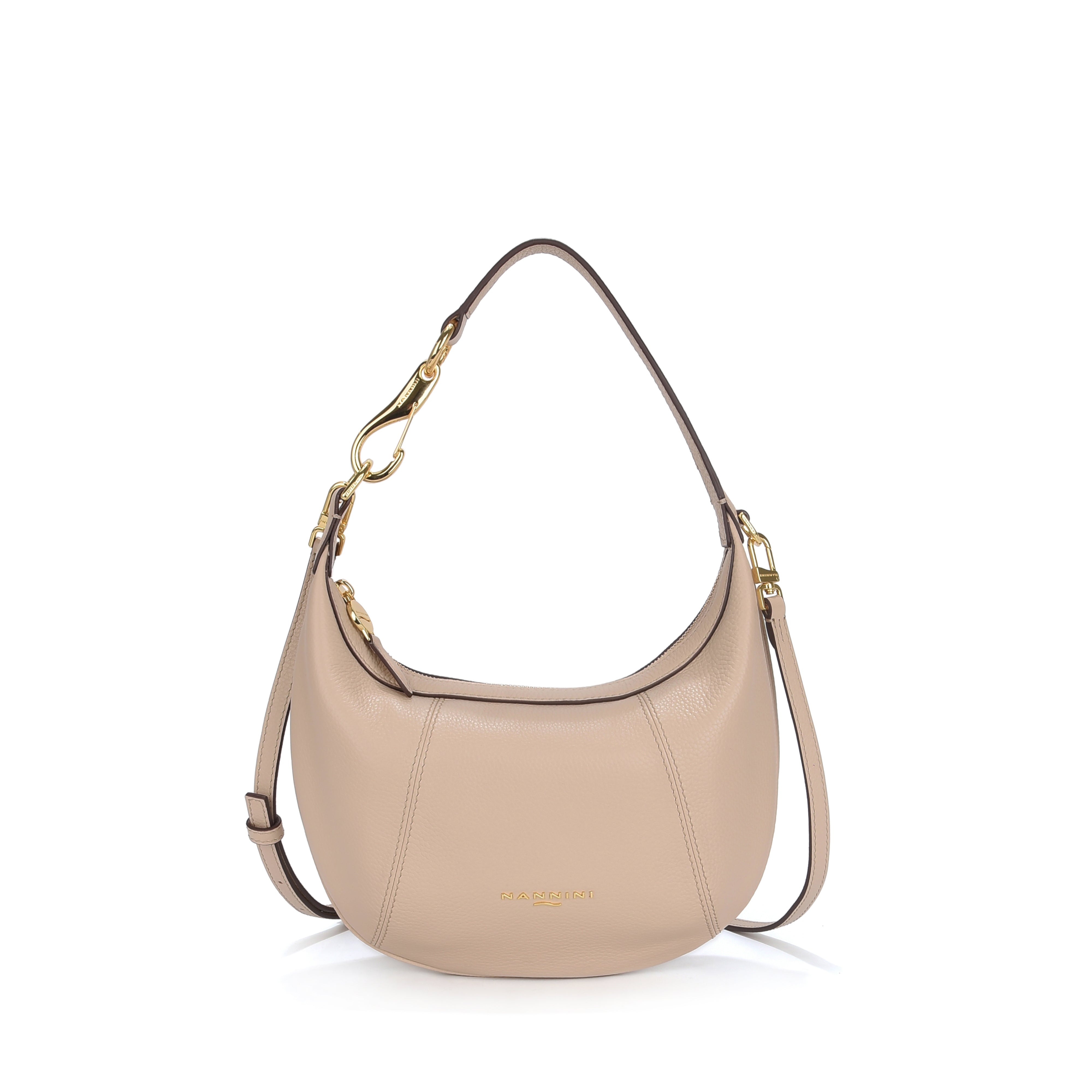 NANNINI borsa spalla donna pelle martellata beige tracolla regolabile