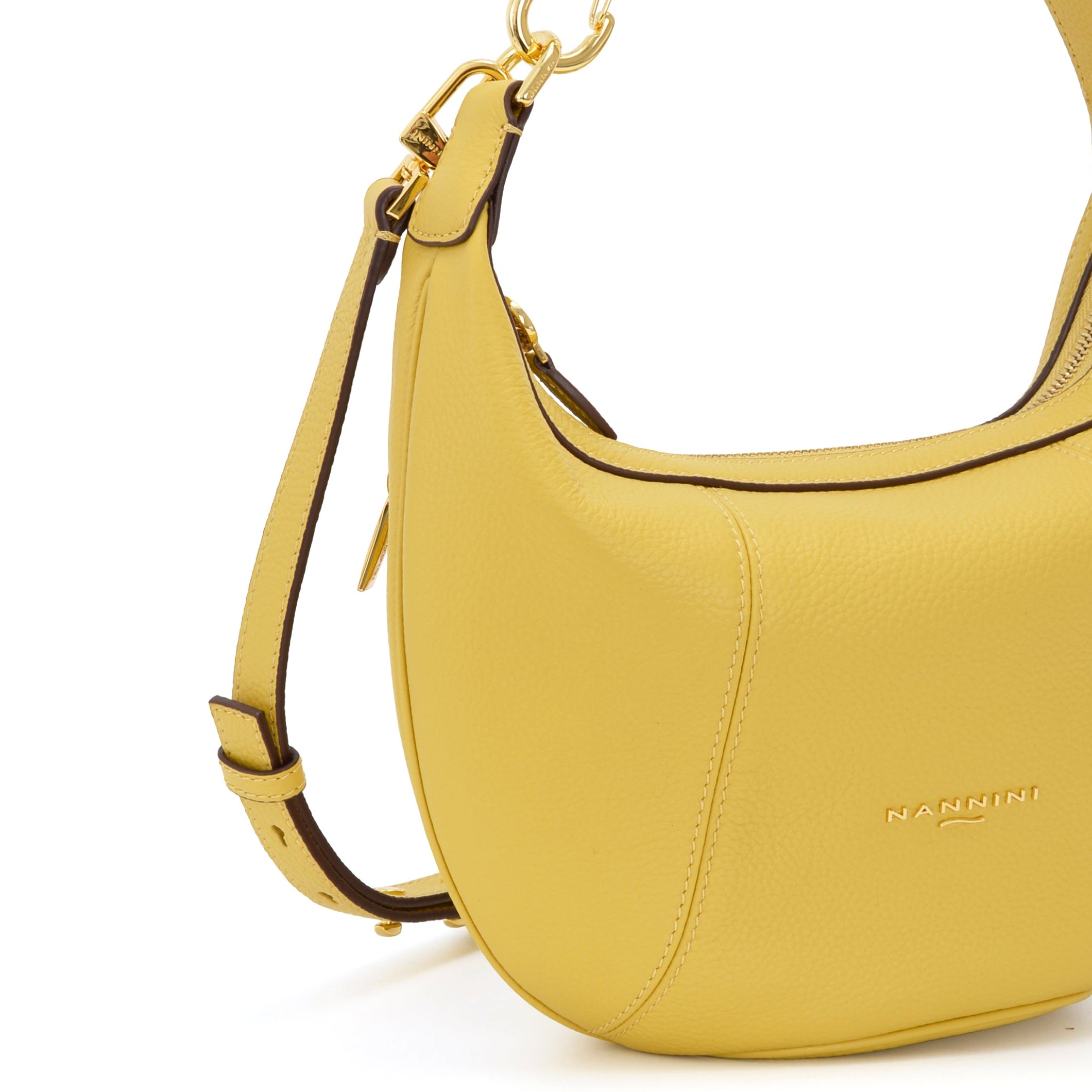 NANNINI shopper media pelle sintetica martellata giallo oro