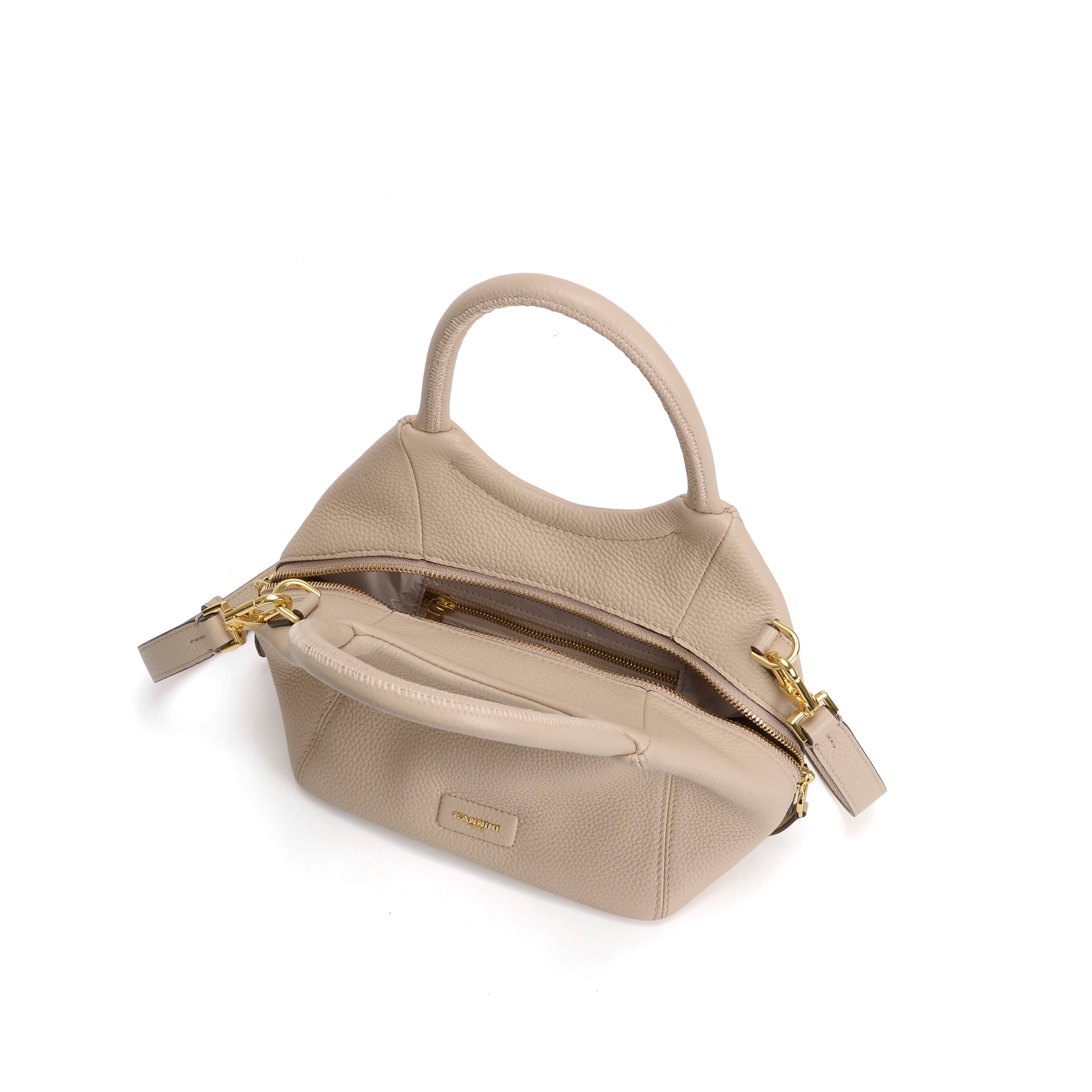 NANNINI bauletto donna pelle martellata beige tracolla media