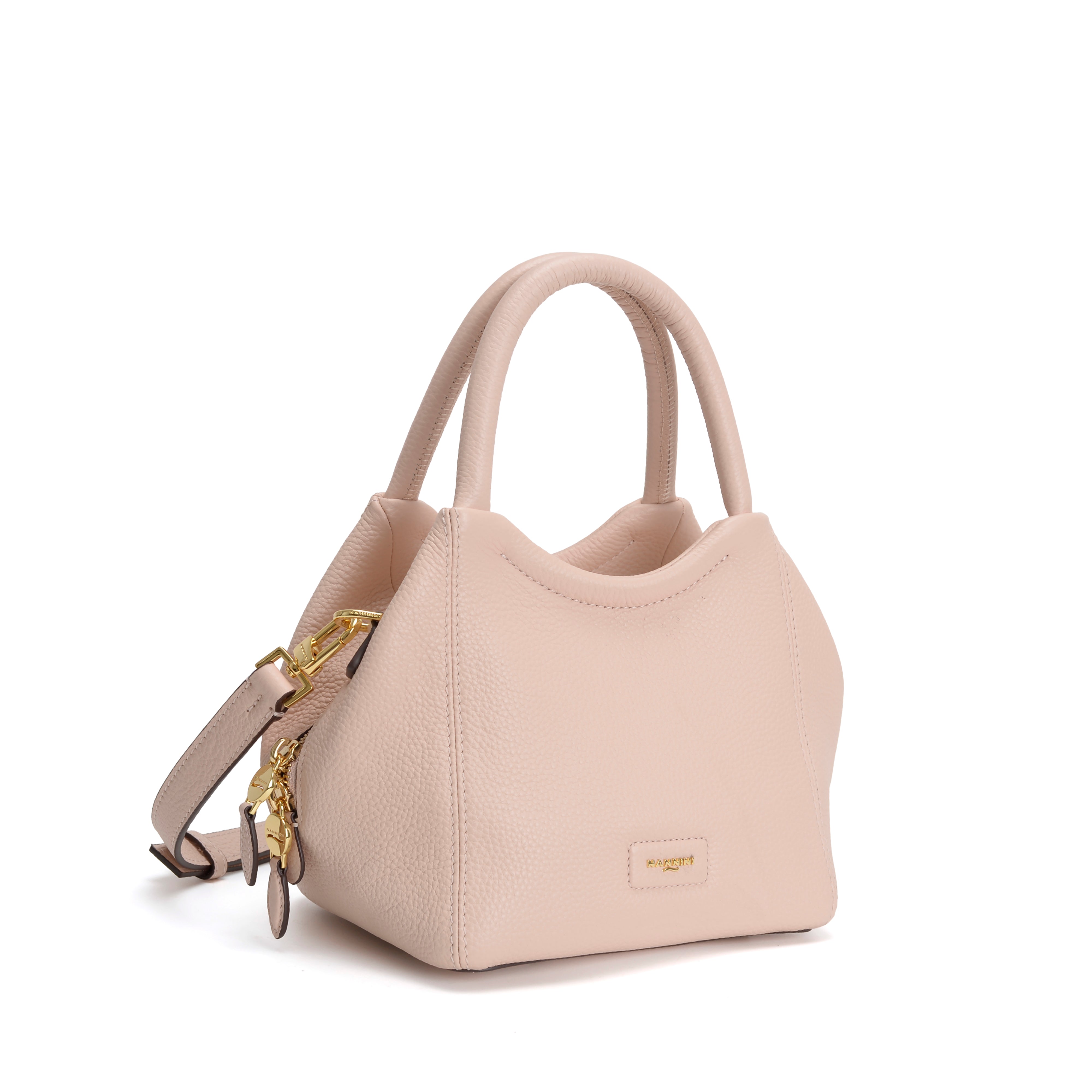 NANNINI pochette pelle sintetica stampa saffiano cipria logo
