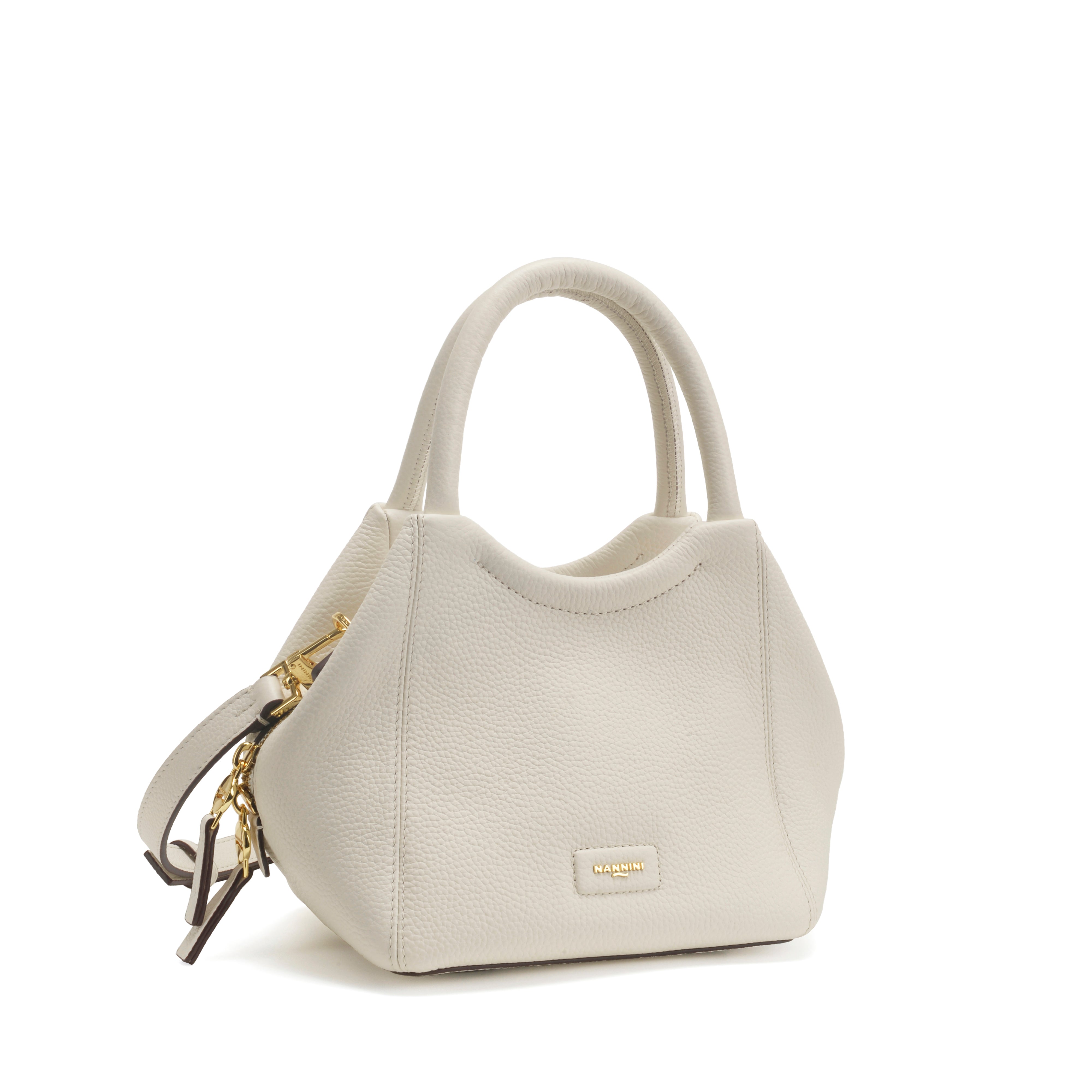 NANNINI Borsa Shopper Ecopelle Effetto Nappa Colore Off-White