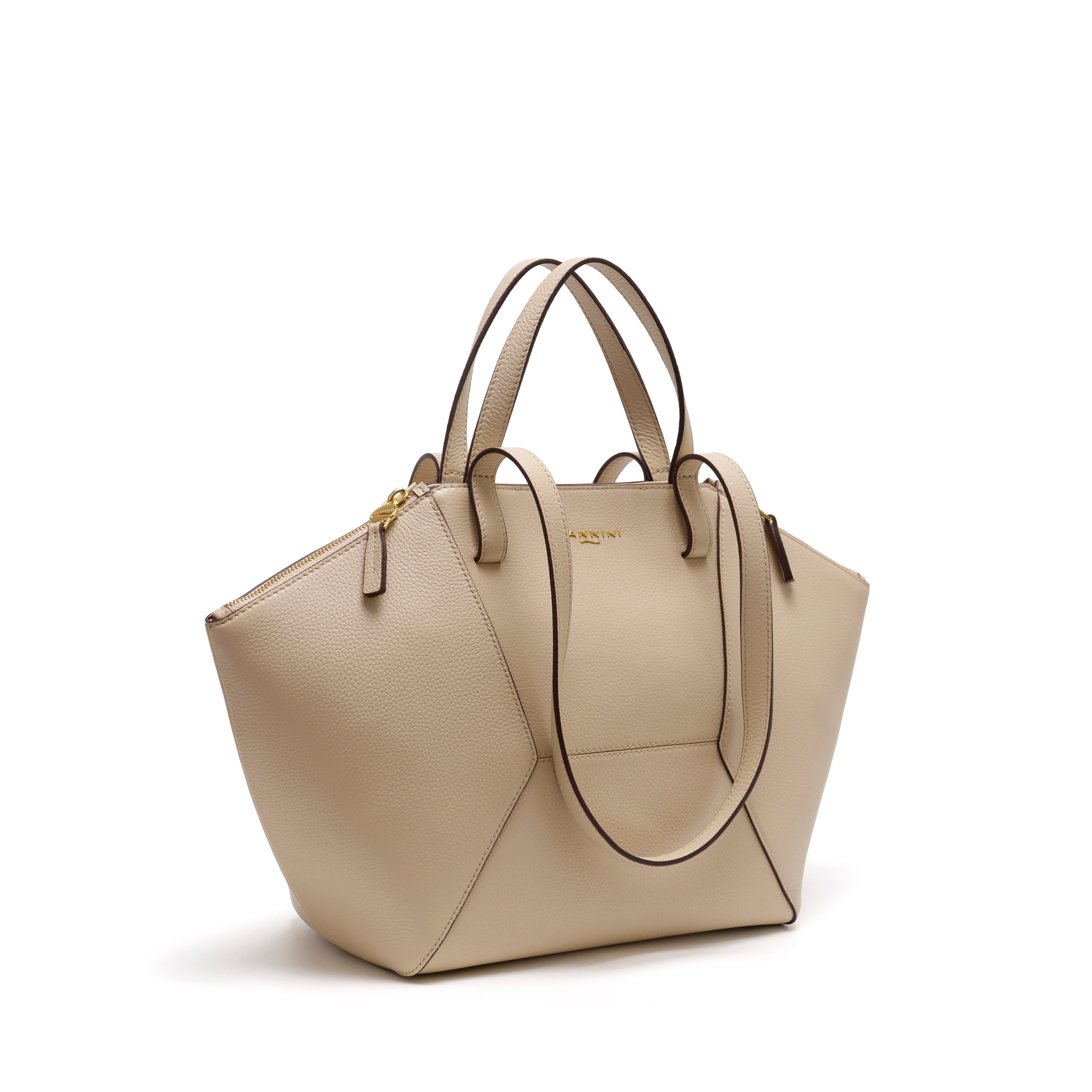 NANNINI pochette ecopelle texture oro beige metalleria nera