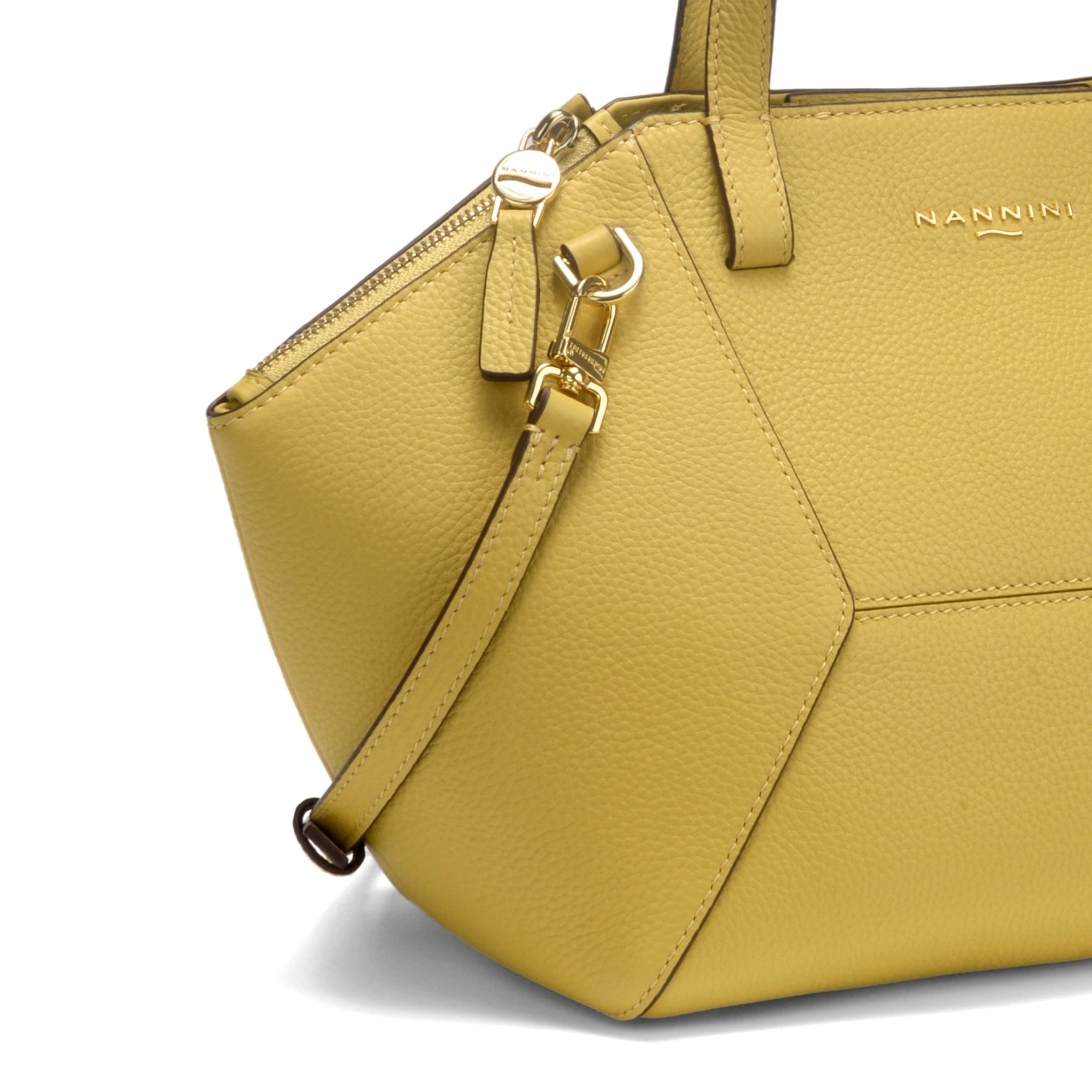 NANNINI borsa spalla donna gialla pelle intrecciata effetto saffiano