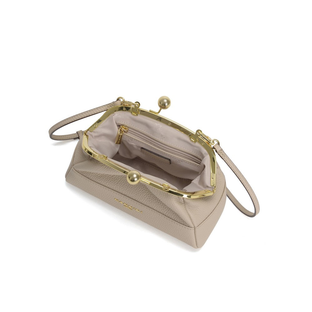 NANNINI borsa spalla donna pelle martellata beige classica