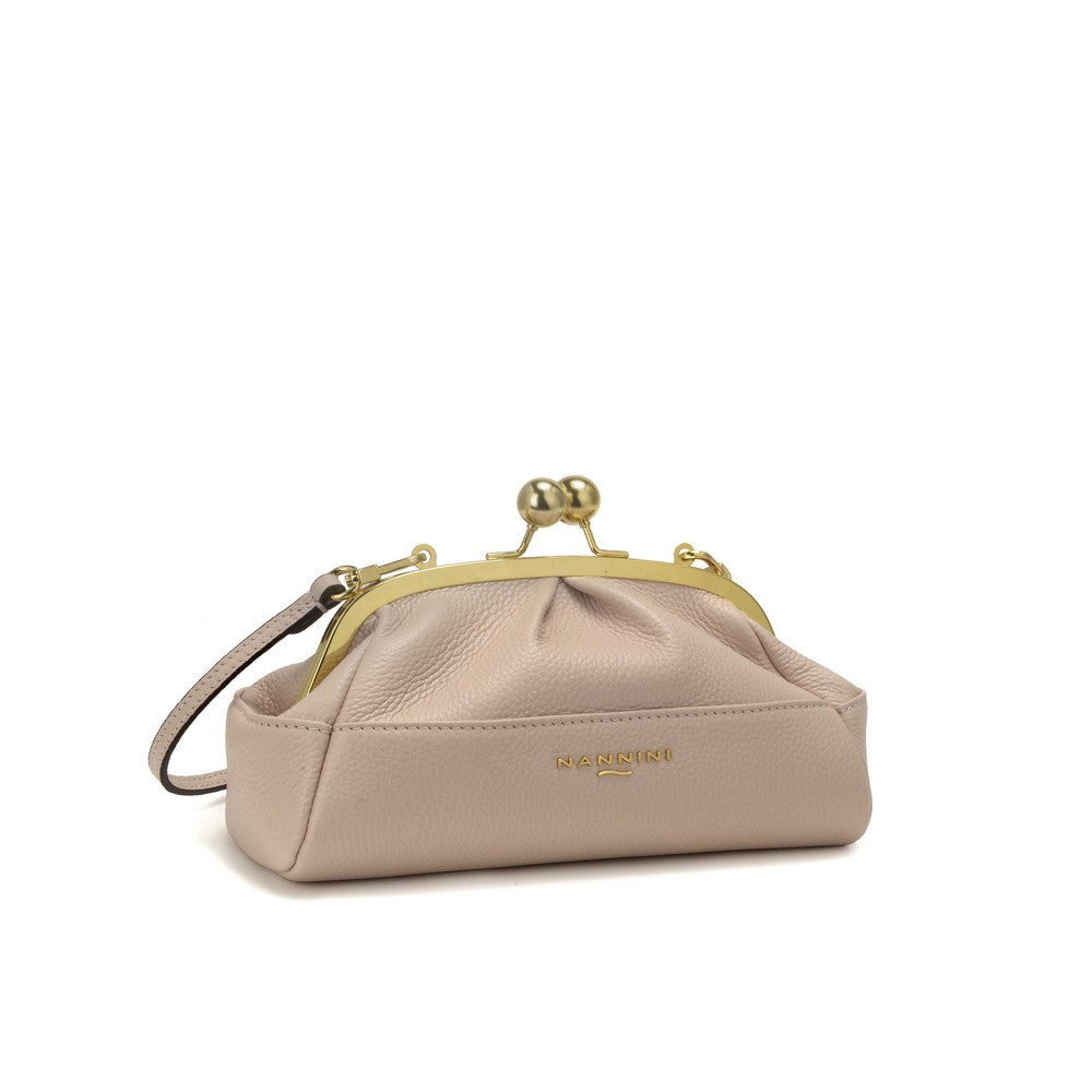 NANNINI borsa spalla donna pelle trama cipria catena