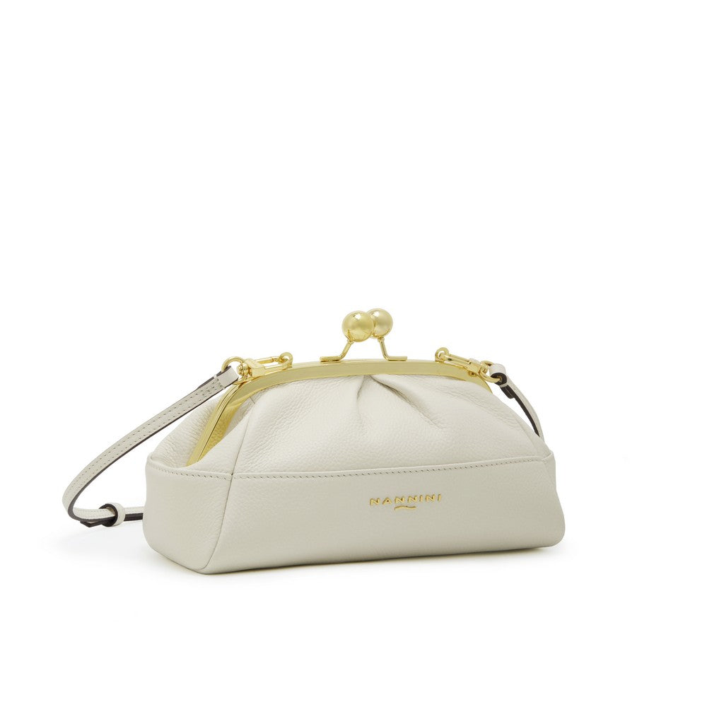NANNINI borsa spalla donna pelle liscia trapuntata bianca