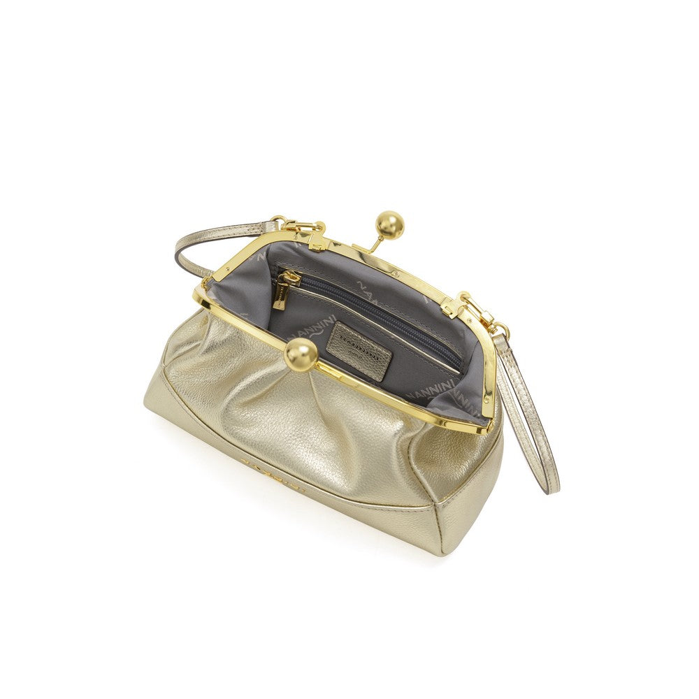 NANNINI borsa spalla donna pelle sintetica oro catena borchiette