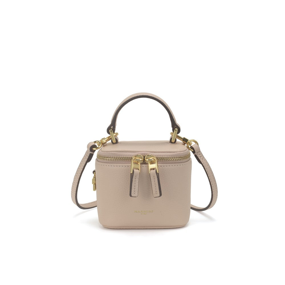 NANNINI borsa spalla donna pelle trama pitone cipria