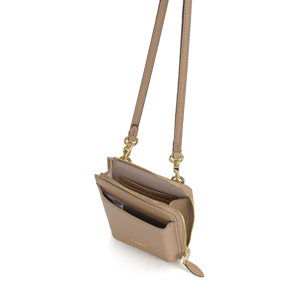 NANNINI borsa secchiello pelle martellata cammello made italy