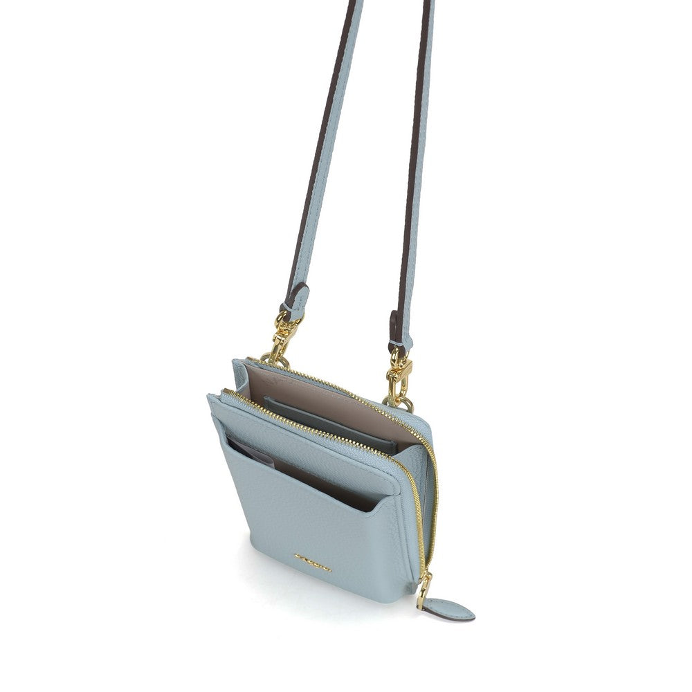 NANNINI borsa spalla donna pelle liscia cielo trapuntata metallo