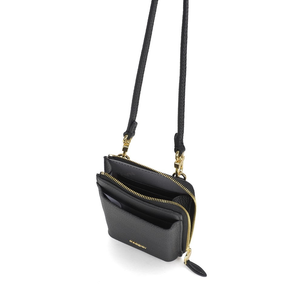 NANNINI borsa spalla donna pelle martellata nera chiusura patta