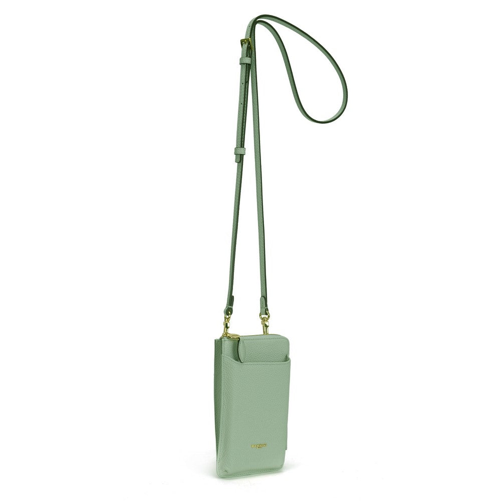 NANNINI borsa secchiello pelle liscia salvia tracolla rimovibile