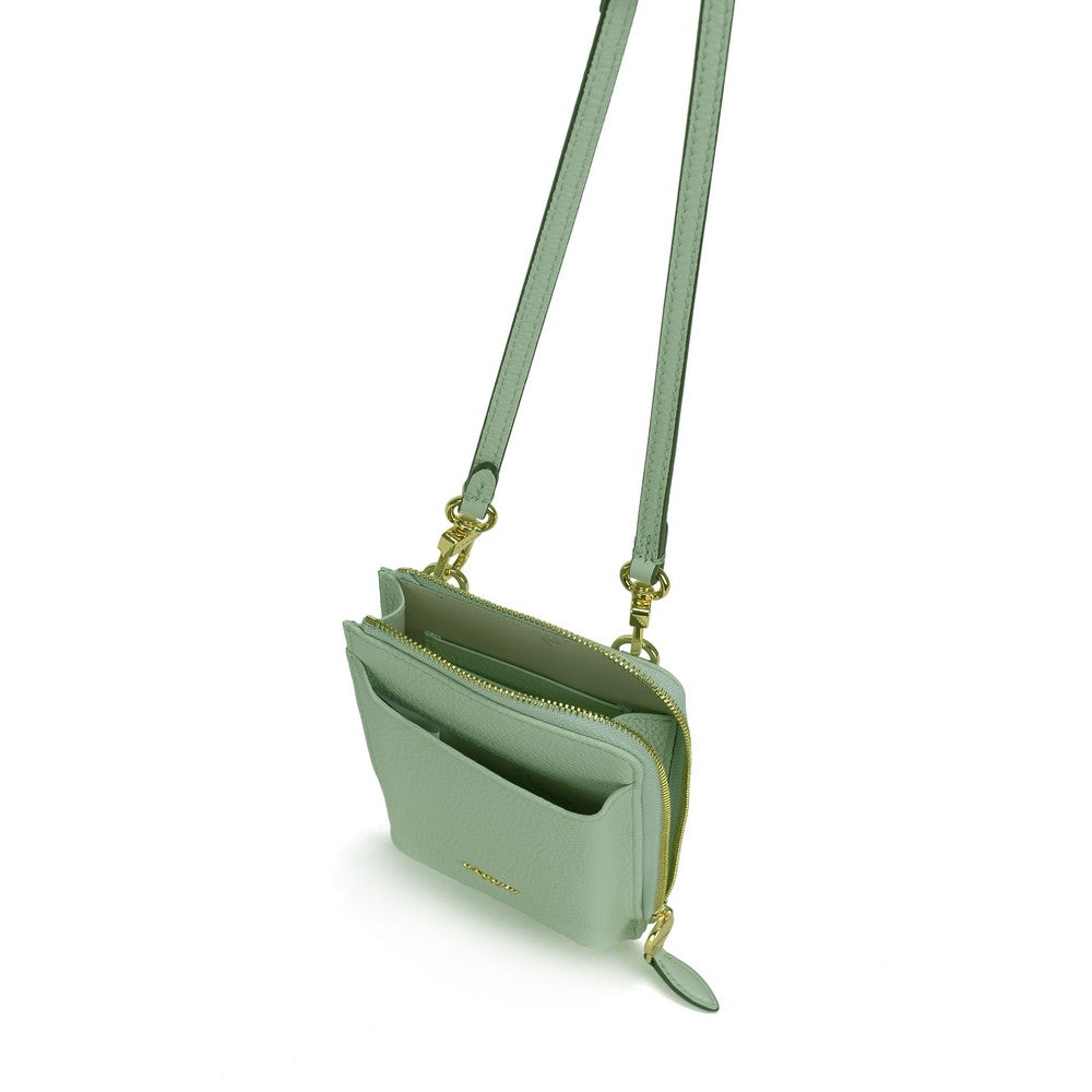 NANNINI borsa spalla donna pelle martellata verde salvia