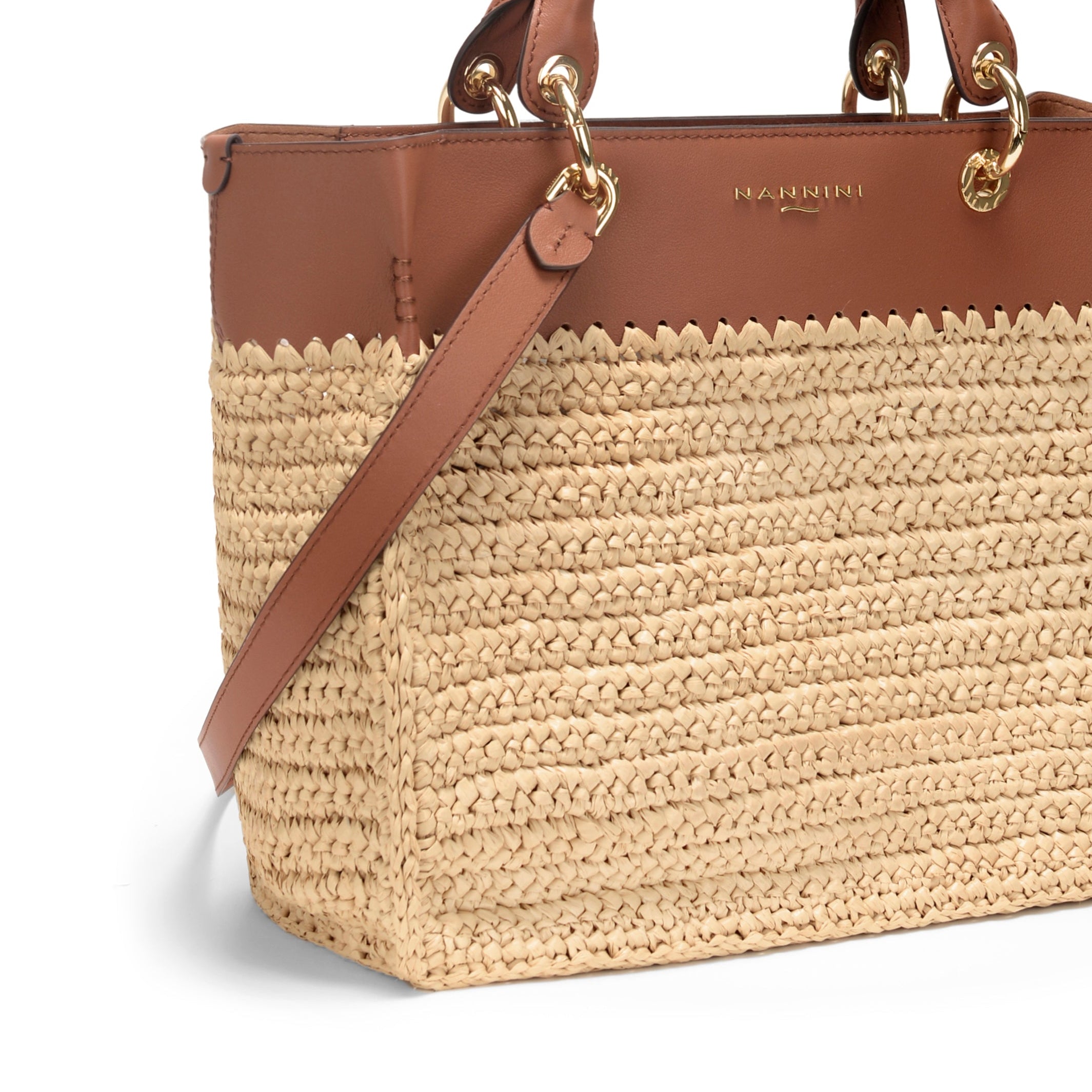 NANNINI tracolla pelle cuoio liscia naturale donna shopping