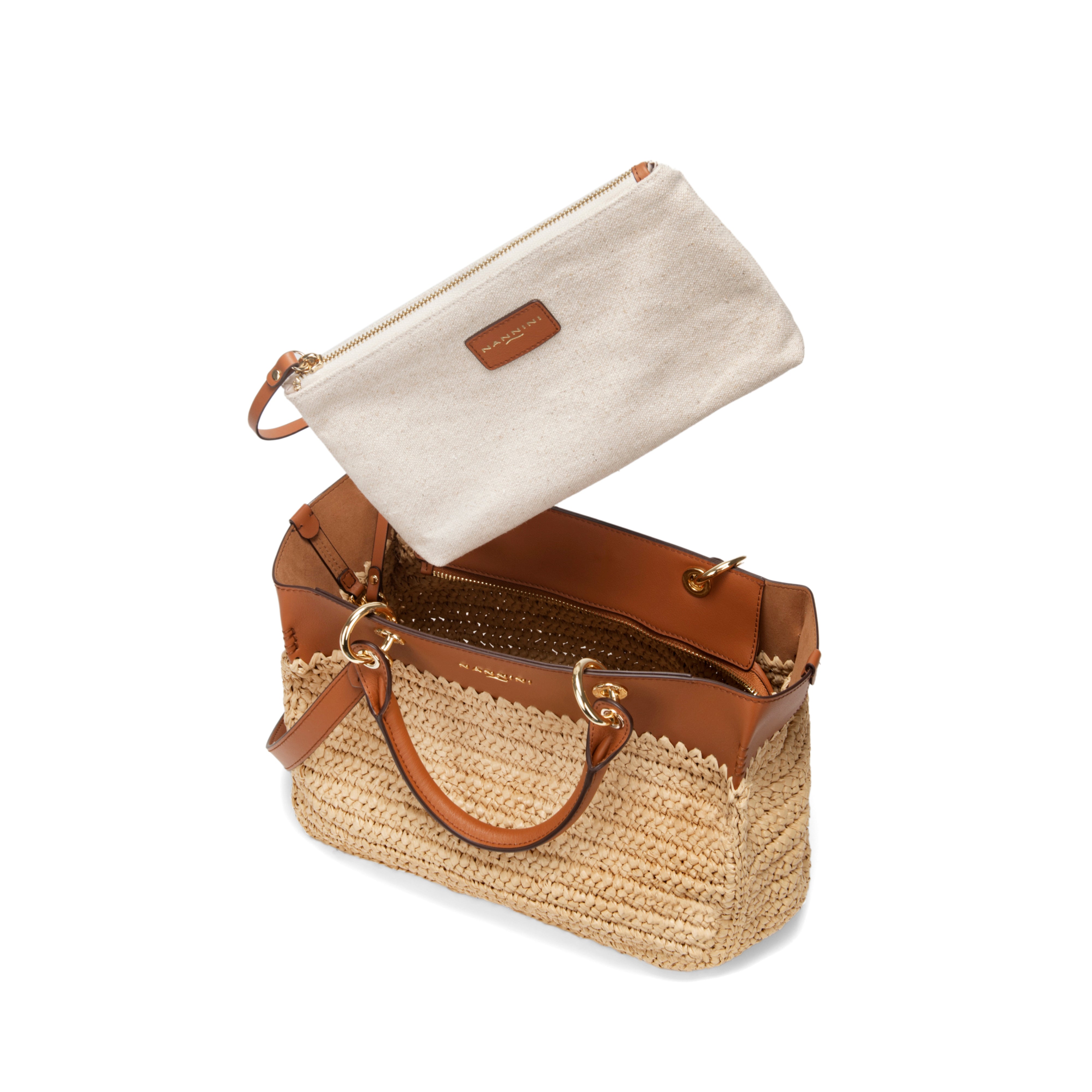 NANNINI borsa spalla donna pelle martellata marrone cuoio