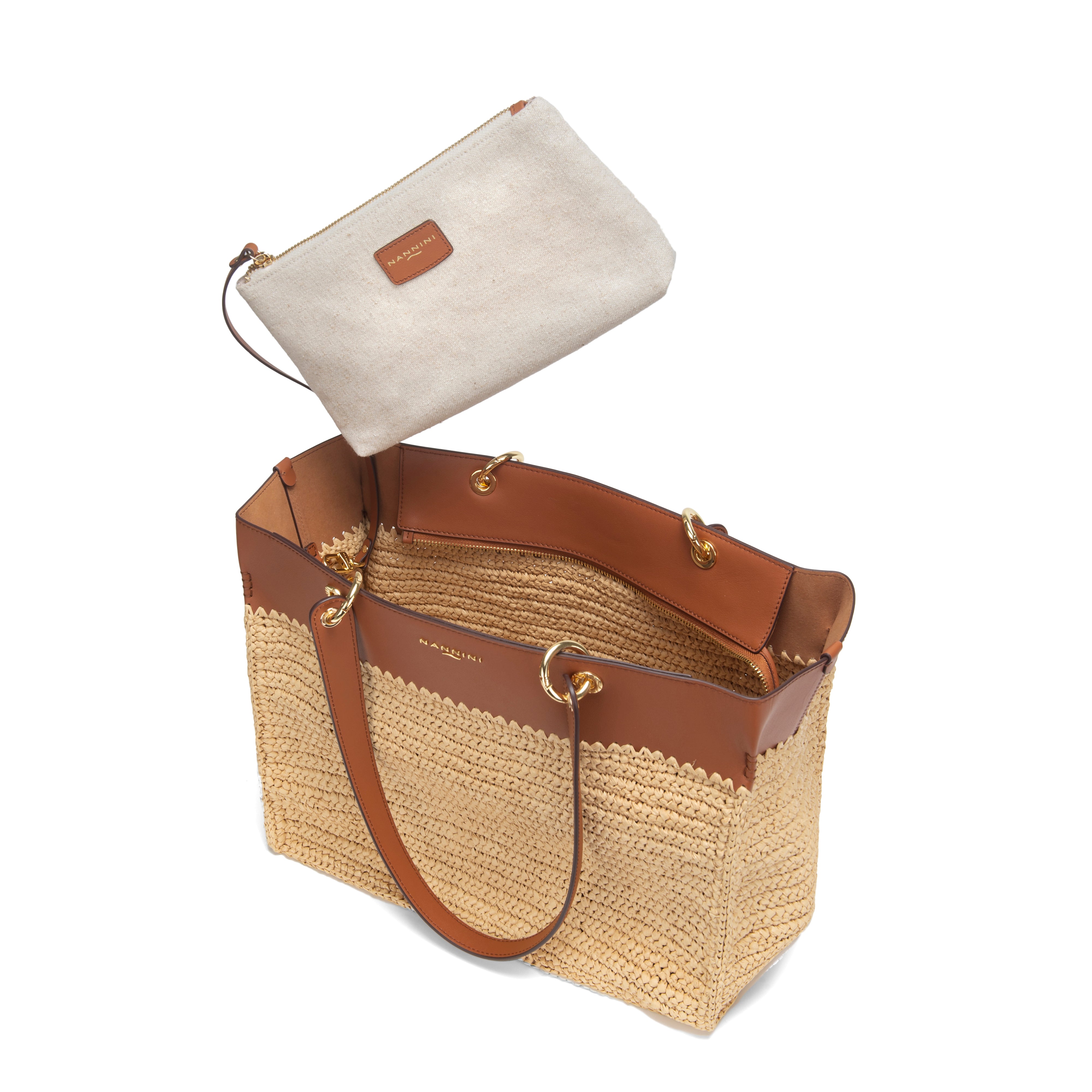 NANNINI borsa secchiello pelle liscia cuoio naturale donna