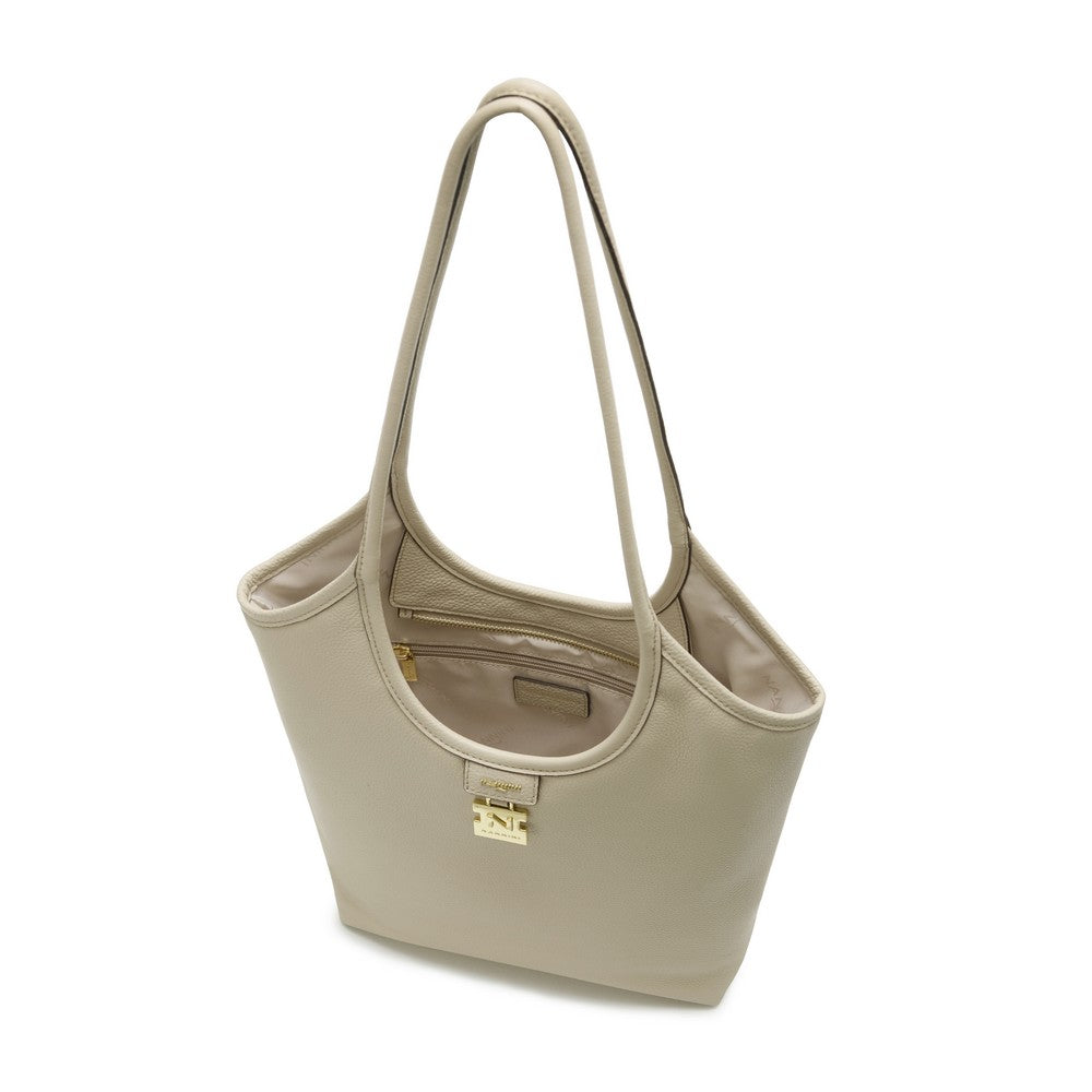 NANNINI borsa spalla donna beige pelle effetto martellato